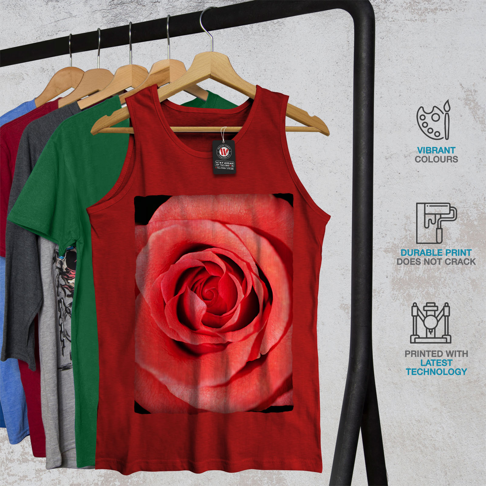 Wellcoda Rose Art Picture Nature Mens Tank Top Nice Active Sports Shirt