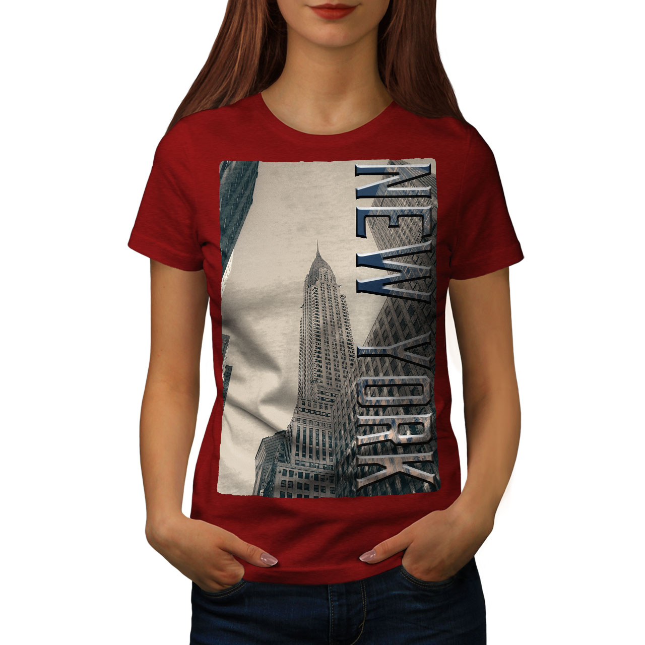 Wellcoda City Fashion New Womens T-shirt Building Casual Design Printed Tee