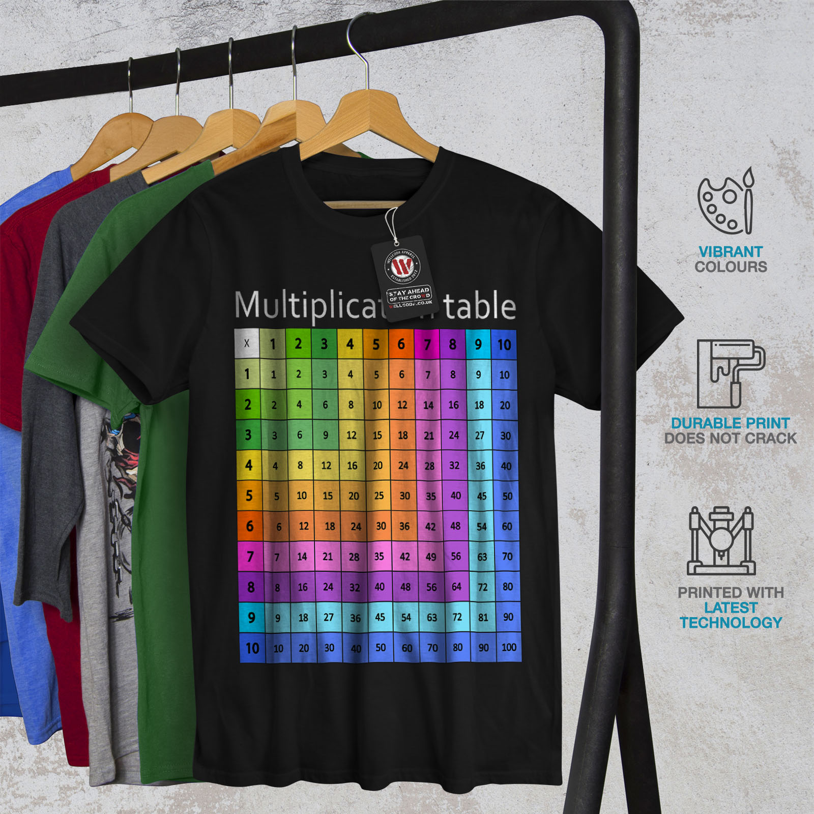 Geek Graphic Design Printed Tee Wellcoda Multiplication Table Mens T-shirt