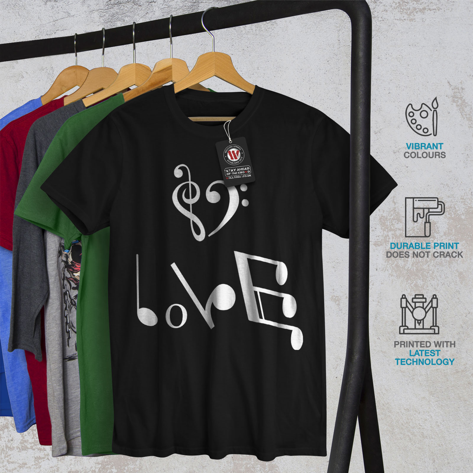 Wellcoda Music Love Mens T-shirt Art Graphic Design Printed Tee