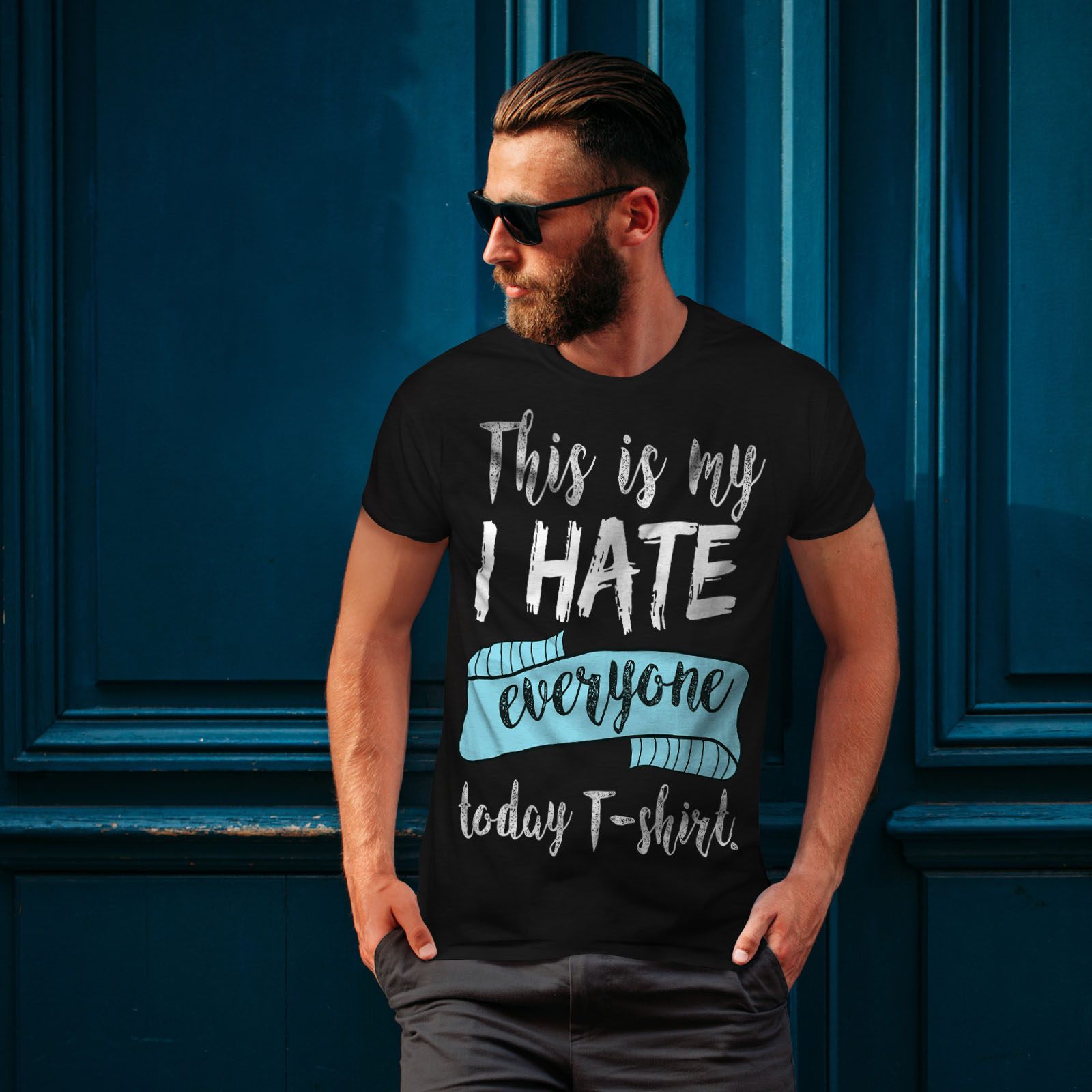 Funny Graphic Design Printed Tee Wellcoda Hate Everyone Today Mens T-shirt