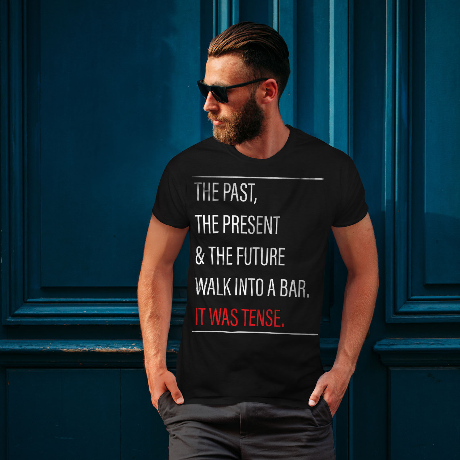 Wellcoda Linguistic Tense Joke Mens T-shirt Funny Graphic Design Printed Tee