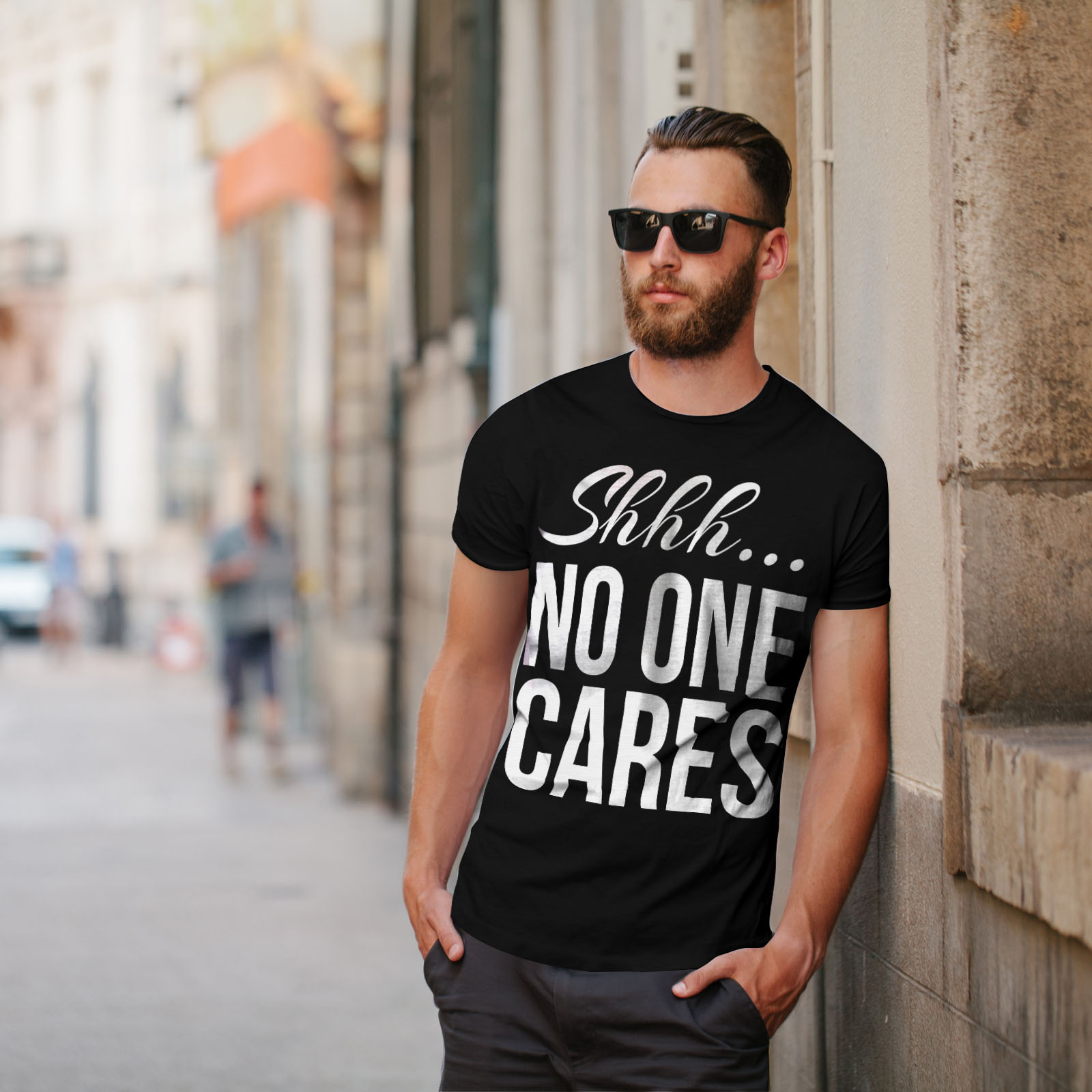 Wellcoda No One Cares Mens T-shirt Sarcasm Graphic Design Printed Tee
