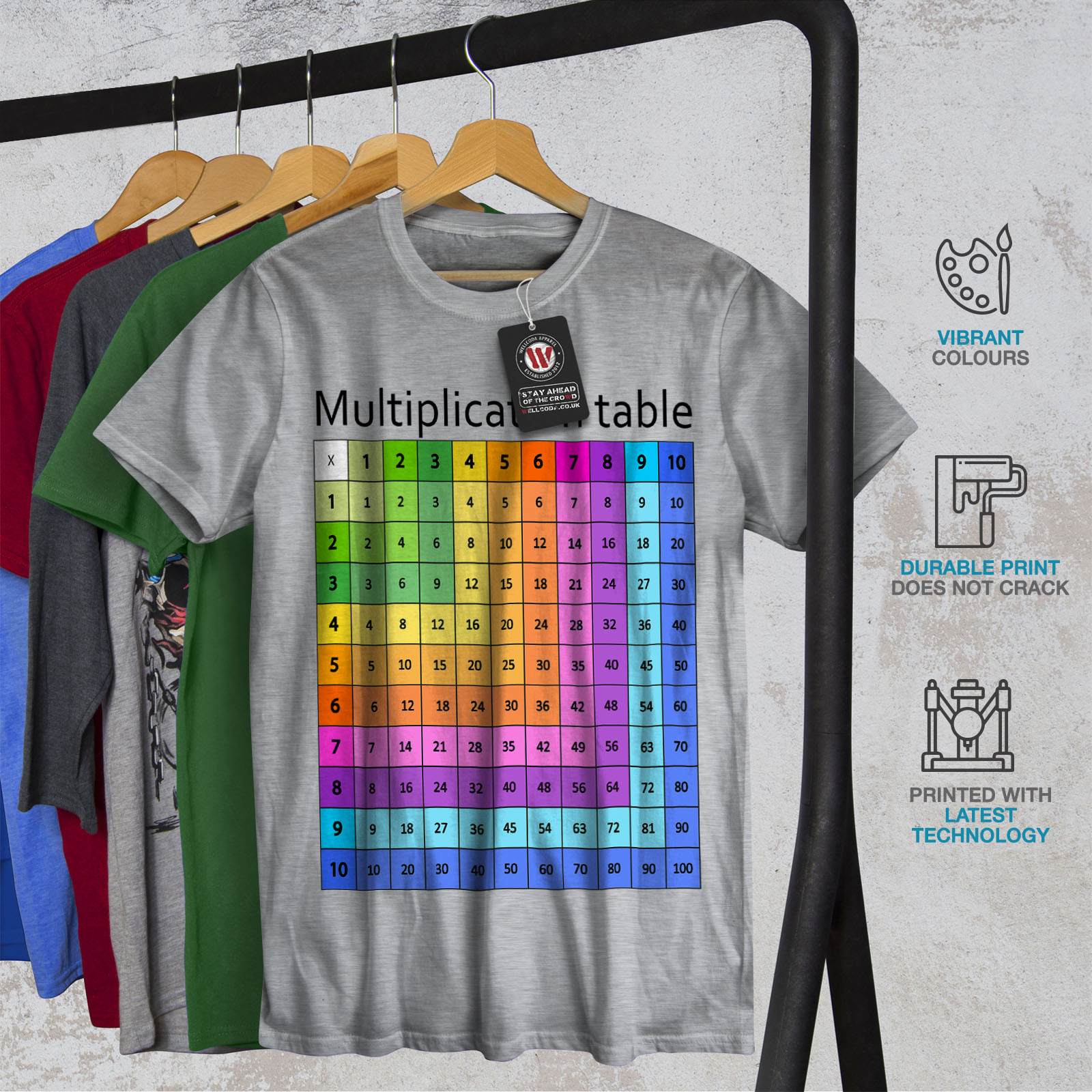 Geek Graphic Design Printed Tee Wellcoda Multiplication Table Mens T-shirt