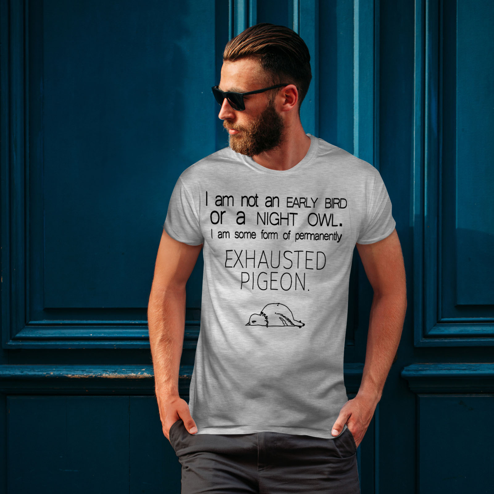 Buffa design grafico stampato T-shirt Wellcoda ESAURITO Piccione Da Uomo T-shirt