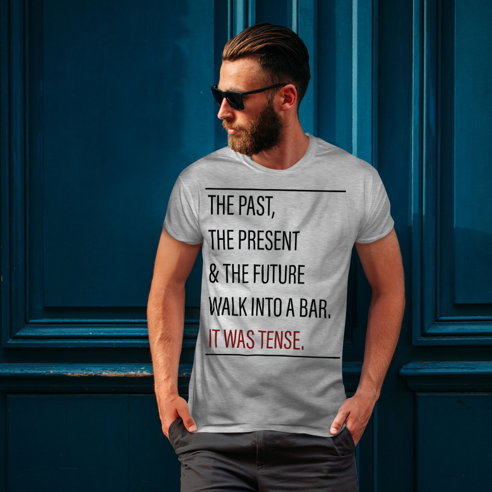 Wellcoda Linguistic Tense Joke Mens T-shirt Funny Graphic Design Printed Tee