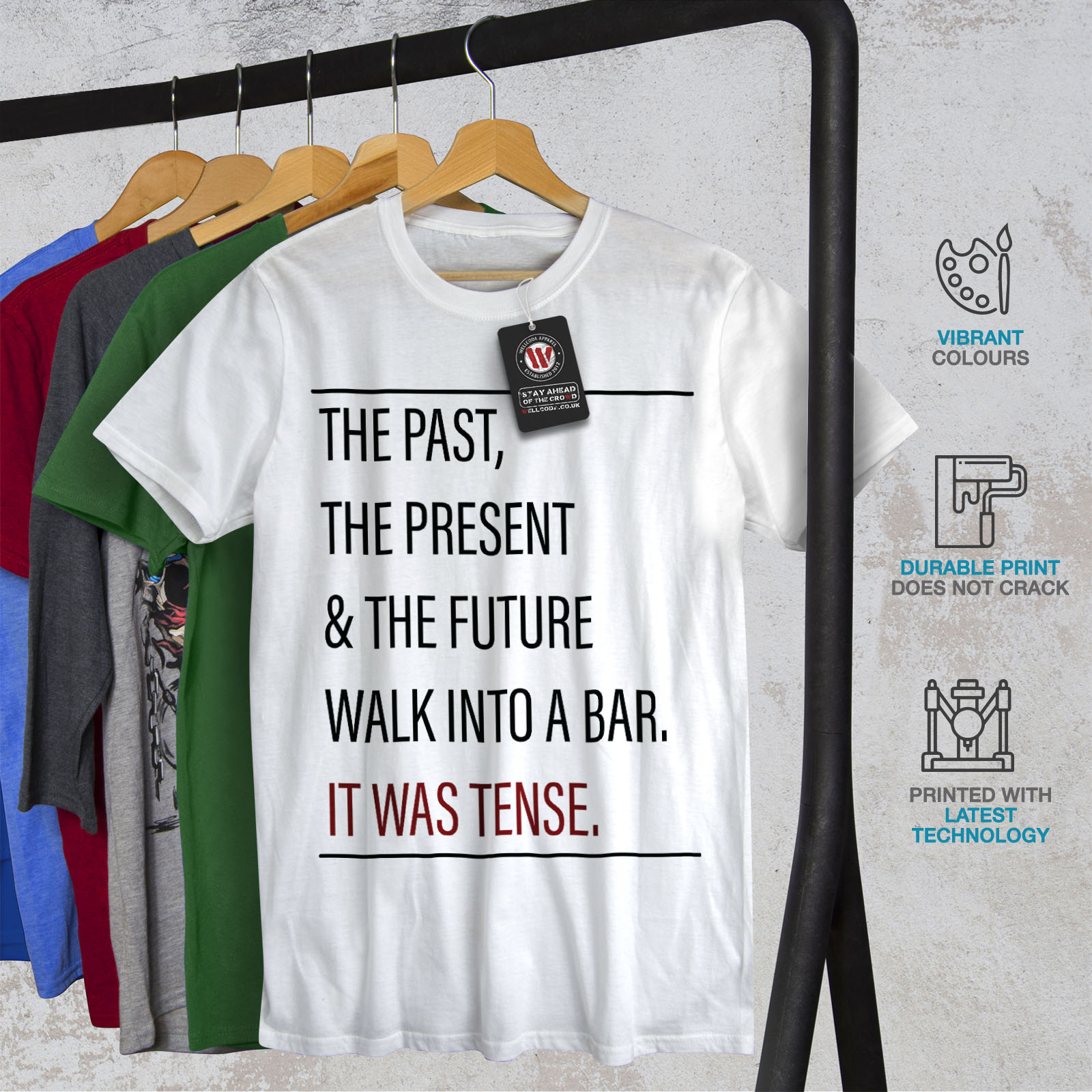 Wellcoda Linguistic Tense Joke Mens T-shirt Funny Graphic Design Printed Tee