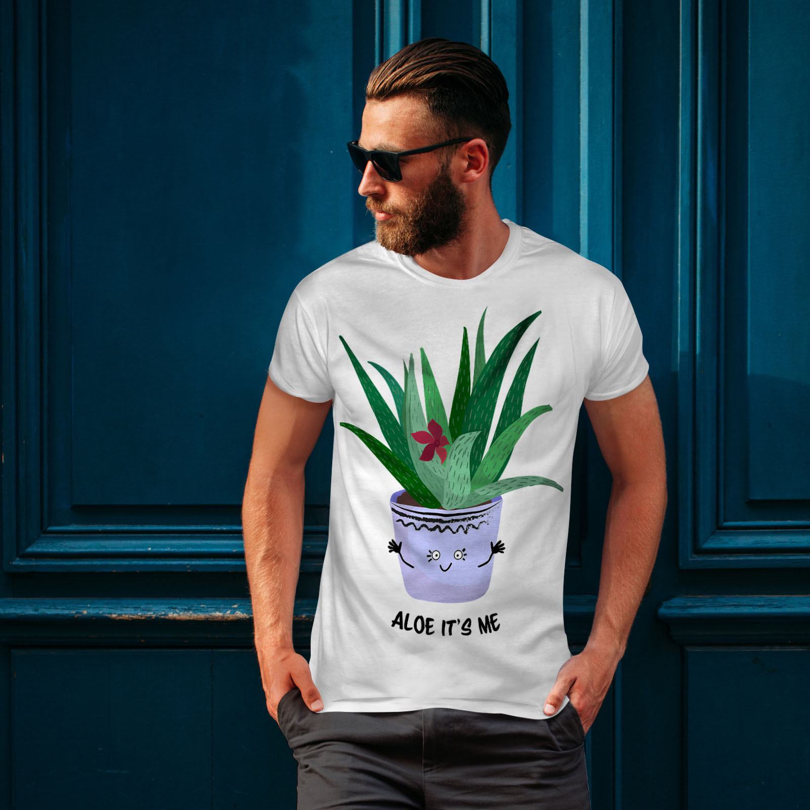 Cute Graphic Design Printed Tee Wellcoda Aloe Hello Me Mens T-shirt