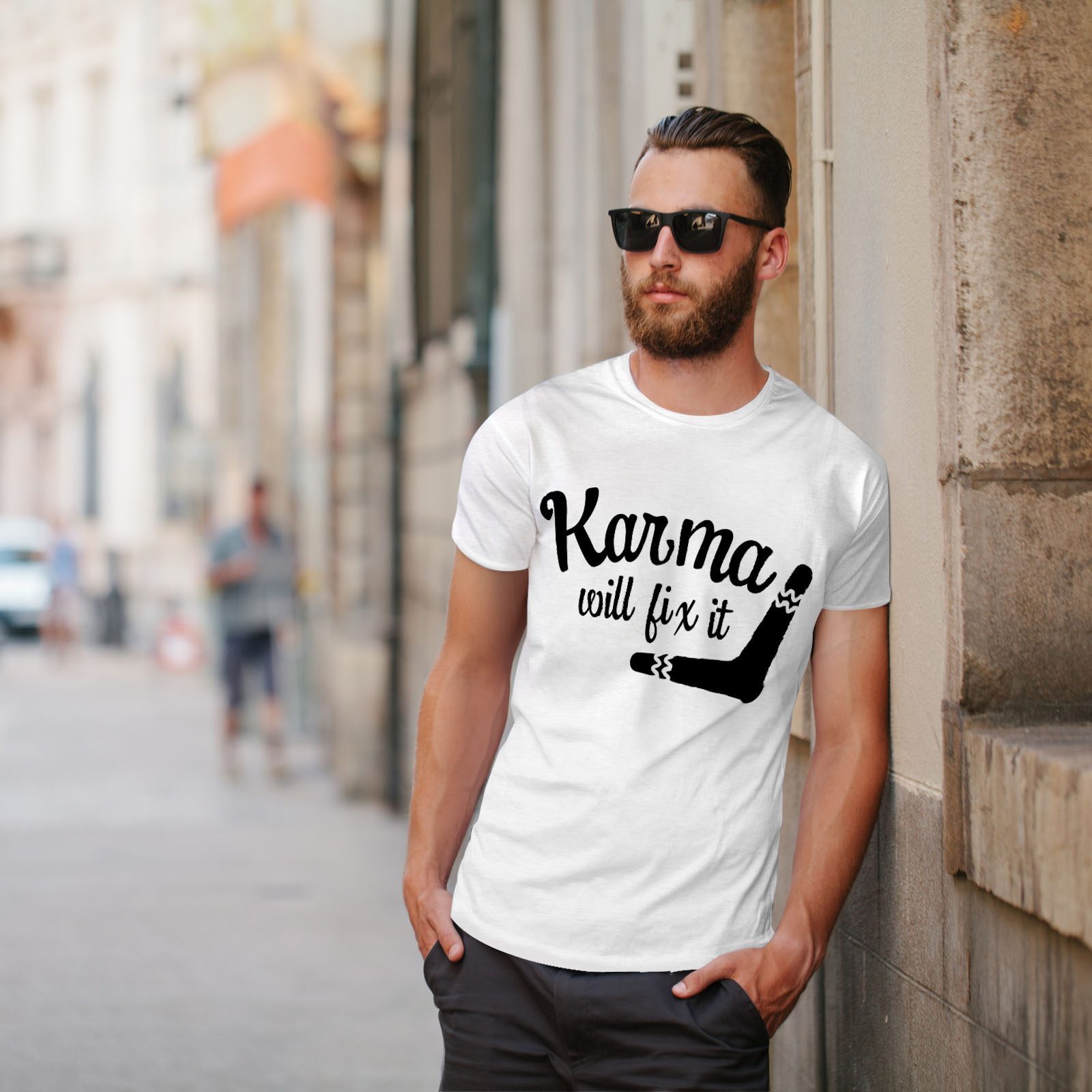 Wellcoda Karma Will Fix It Mens T-shirt Funny Graphic Design Printed Tee