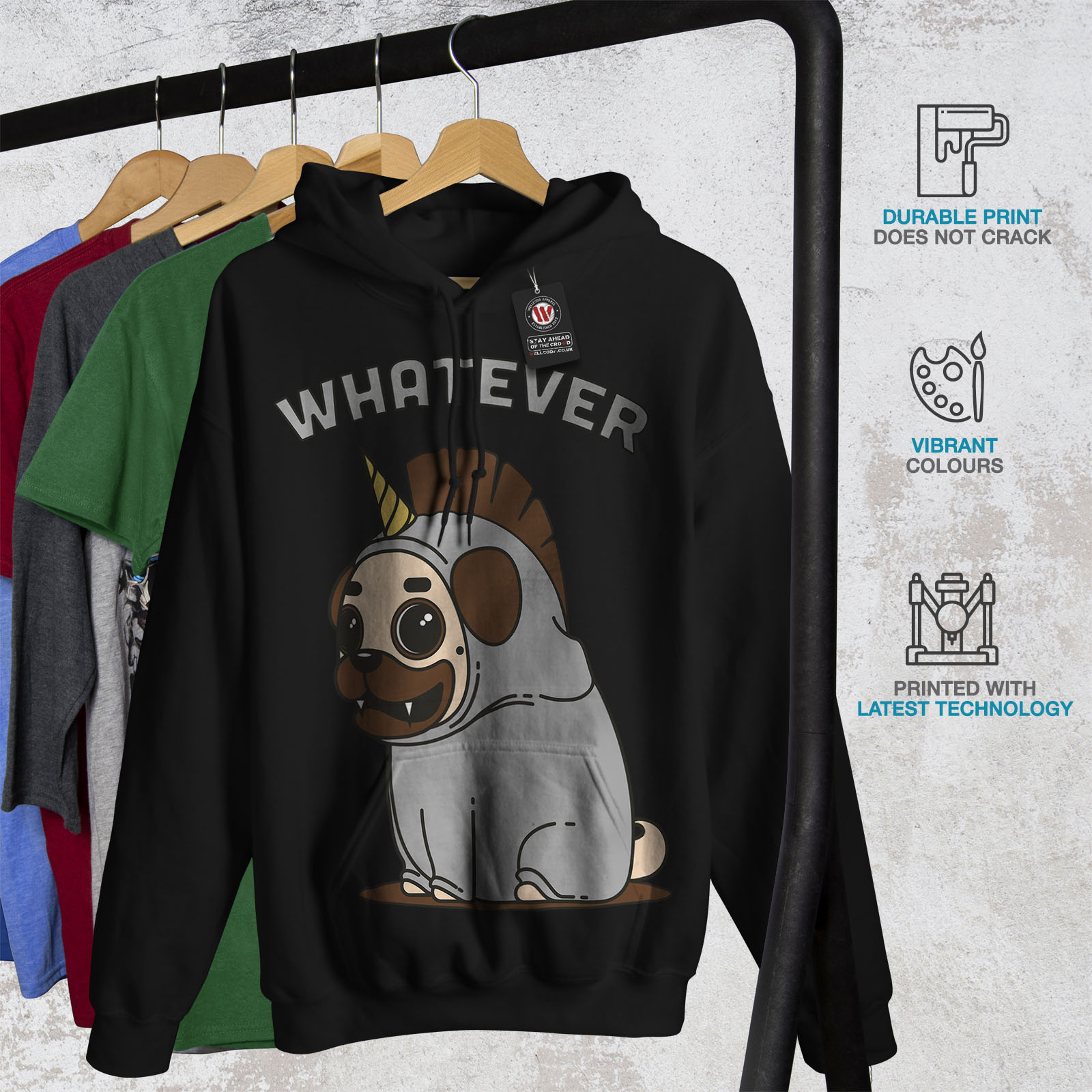 Qualunque cosa cane unicorno Felpa con cappuccio Donna Nuovowellcoda