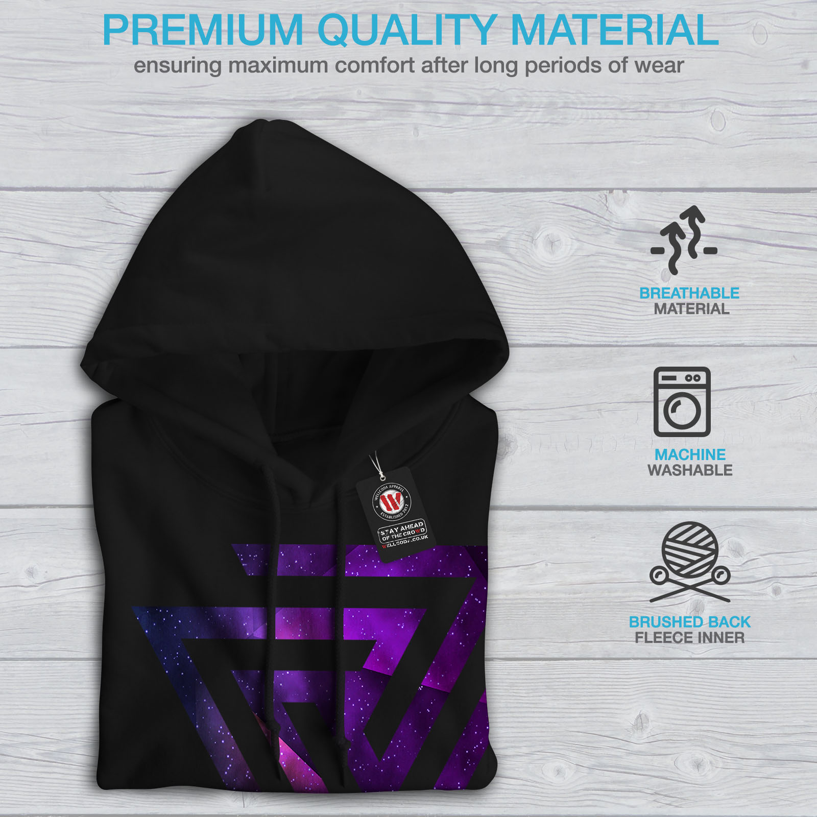 Details about / Wellcoda Triangle Universe Mens Hoodie Galaxy Casual Hooded Sweatshirt