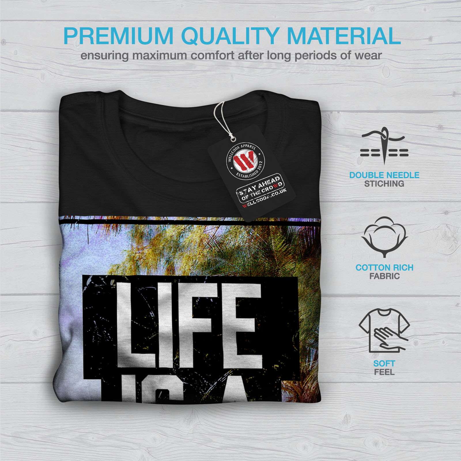 vacances soleil design graphique imprimé Tee Visible la vie est une Plage T-shirt homme