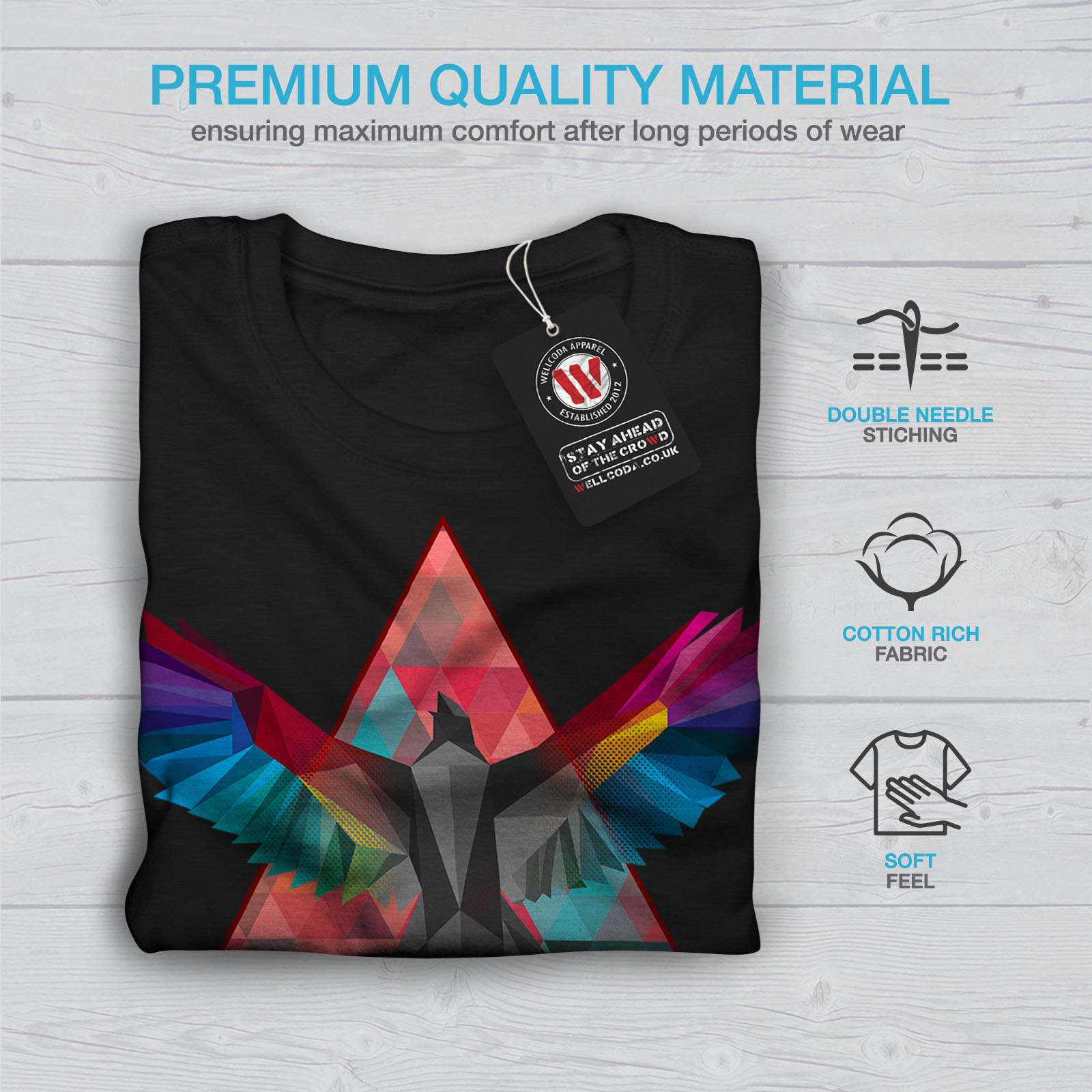 Bird Graphic Design Printed Tee Wellcoda Geometric Bird Fashion Mens T-shirt