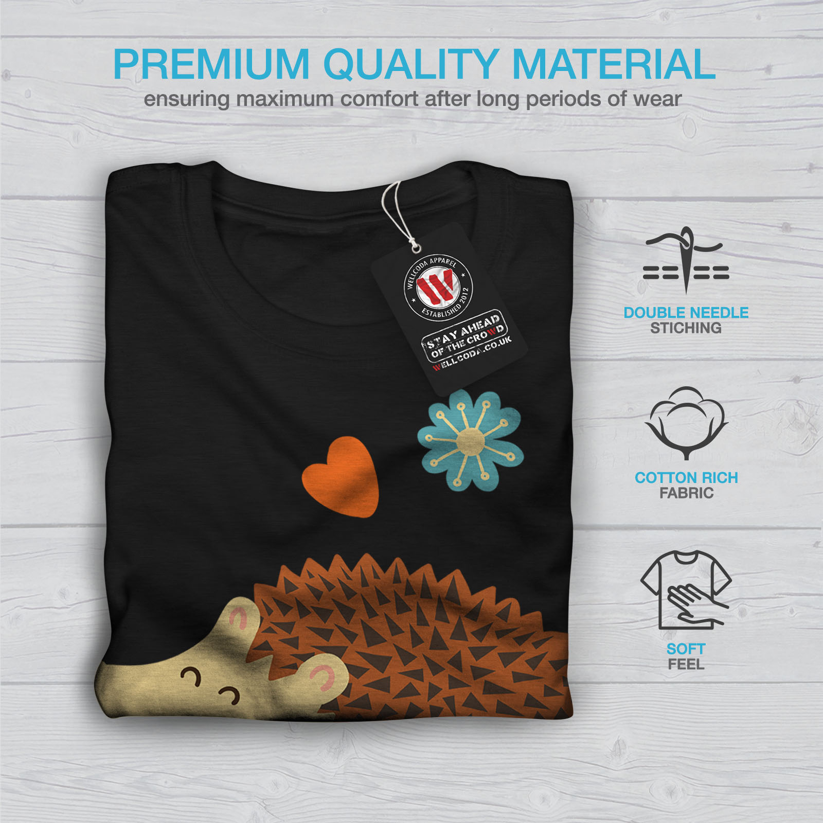 heureux de conception graphique imprimé Tee Wellcoda Hérisson Cool Blague T-shirt homme