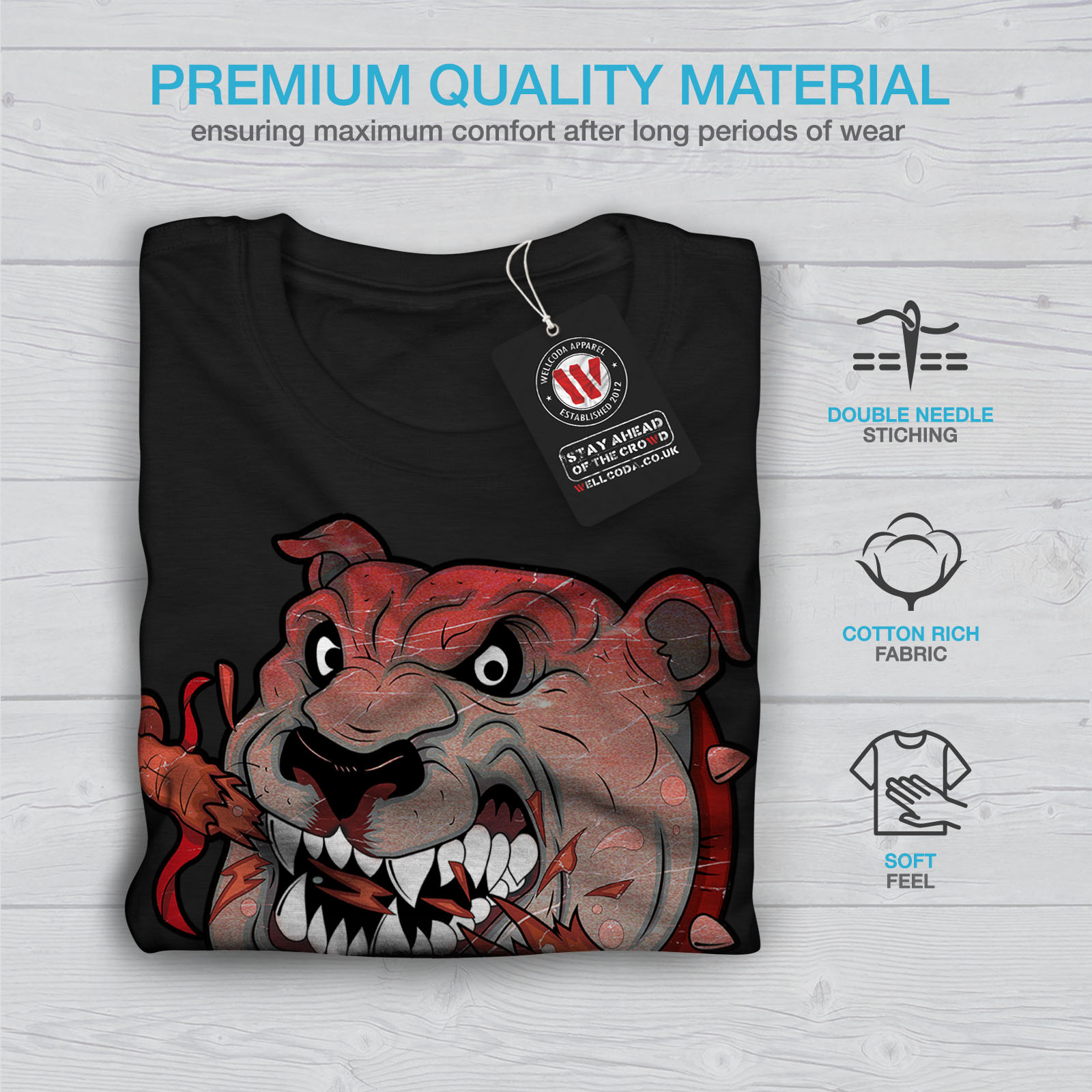 Wellcoda Mad agressif en colère chien T-shirt homme jeu de conception graphique imprimé Tee
