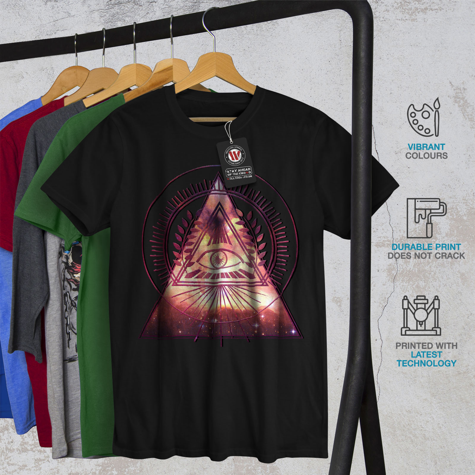 Mystic Graphic Design Printed Tee Wellcoda Triangle Galaxy Mens T-shirt