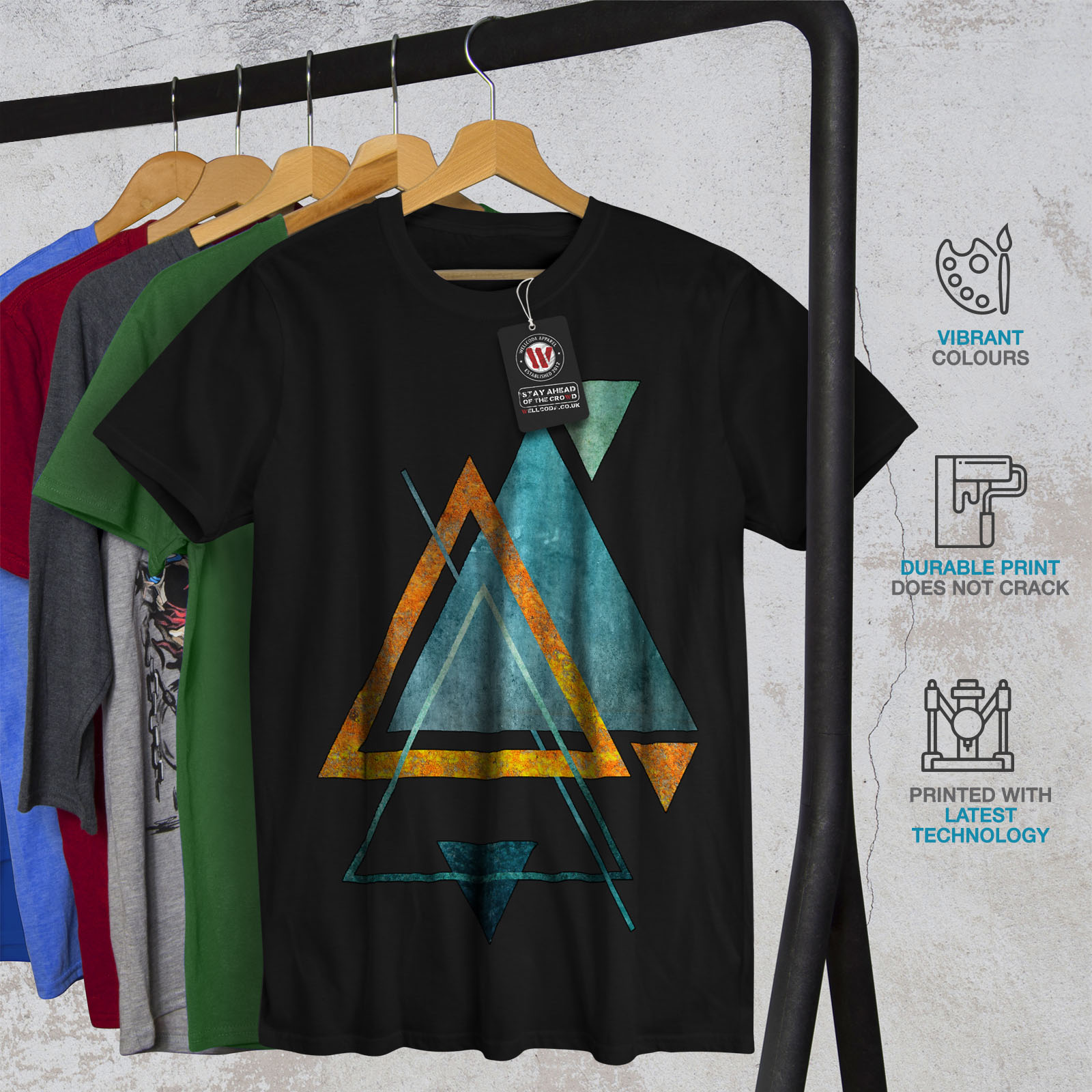 Shape Graphic Design Printed Tee Wellcoda Abstract Triangle Mens T-shirt