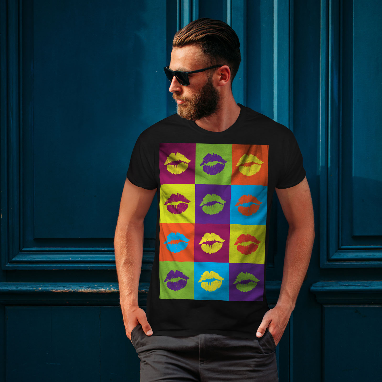 Color Graphic Design Printed Tee Wellcoda Lips Cool Design Mens T-shirt
