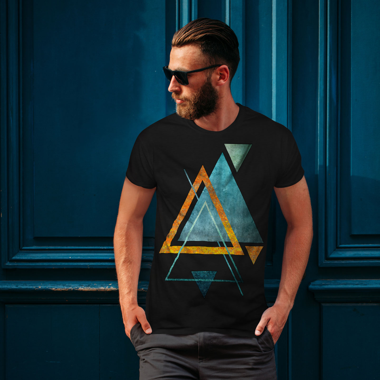 Shape Graphic Design Printed Tee Wellcoda Abstract Triangle Mens T-shirt