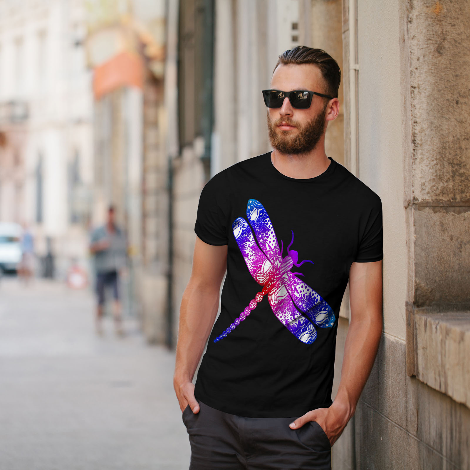 insetti design grafico stampato T-shirt Wellcoda COLORATO Dragon Fly Uomo T-shirt