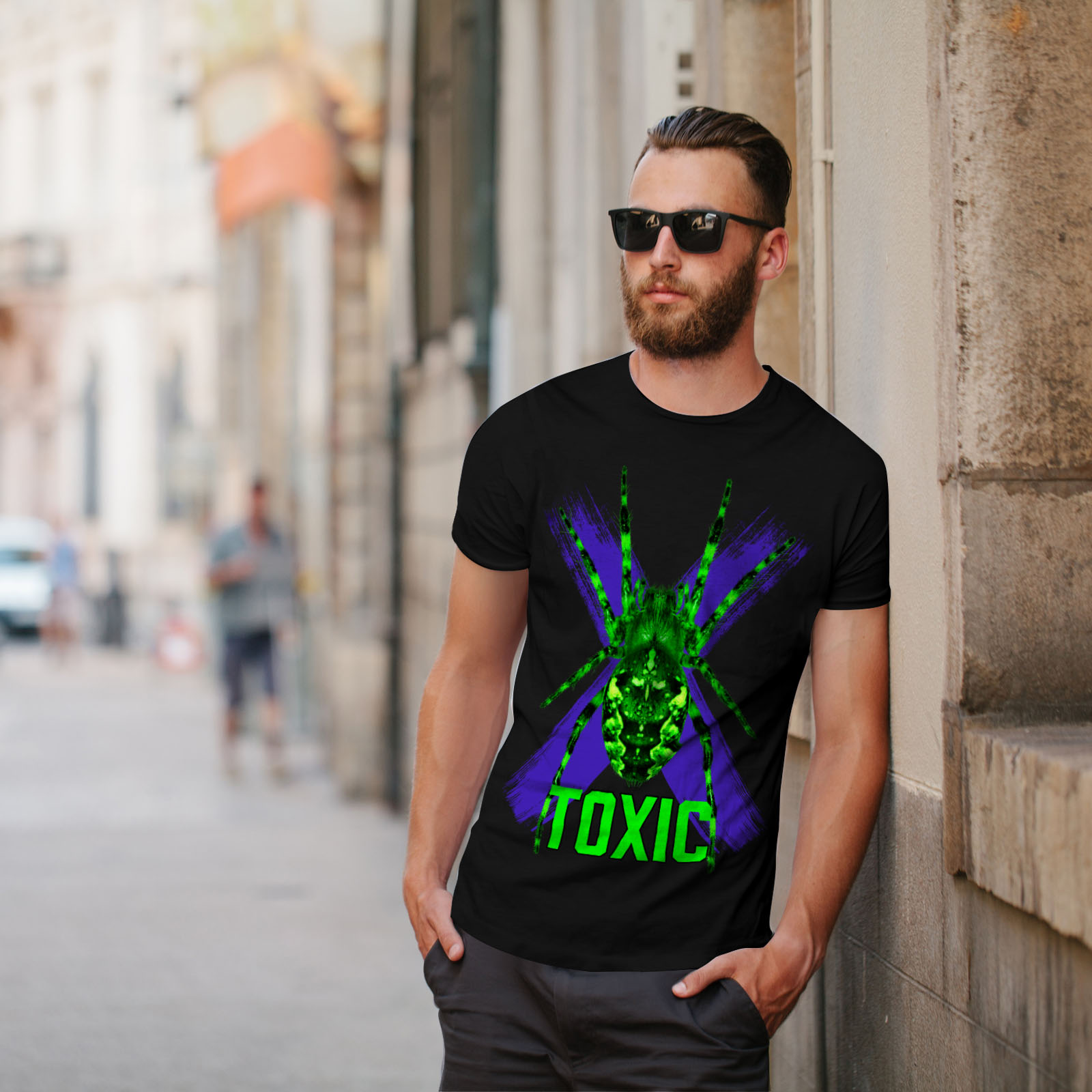 Wellcoda tossici Ragno Nero Da Uomo T-shirt enorme design grafico stampato T-shirt