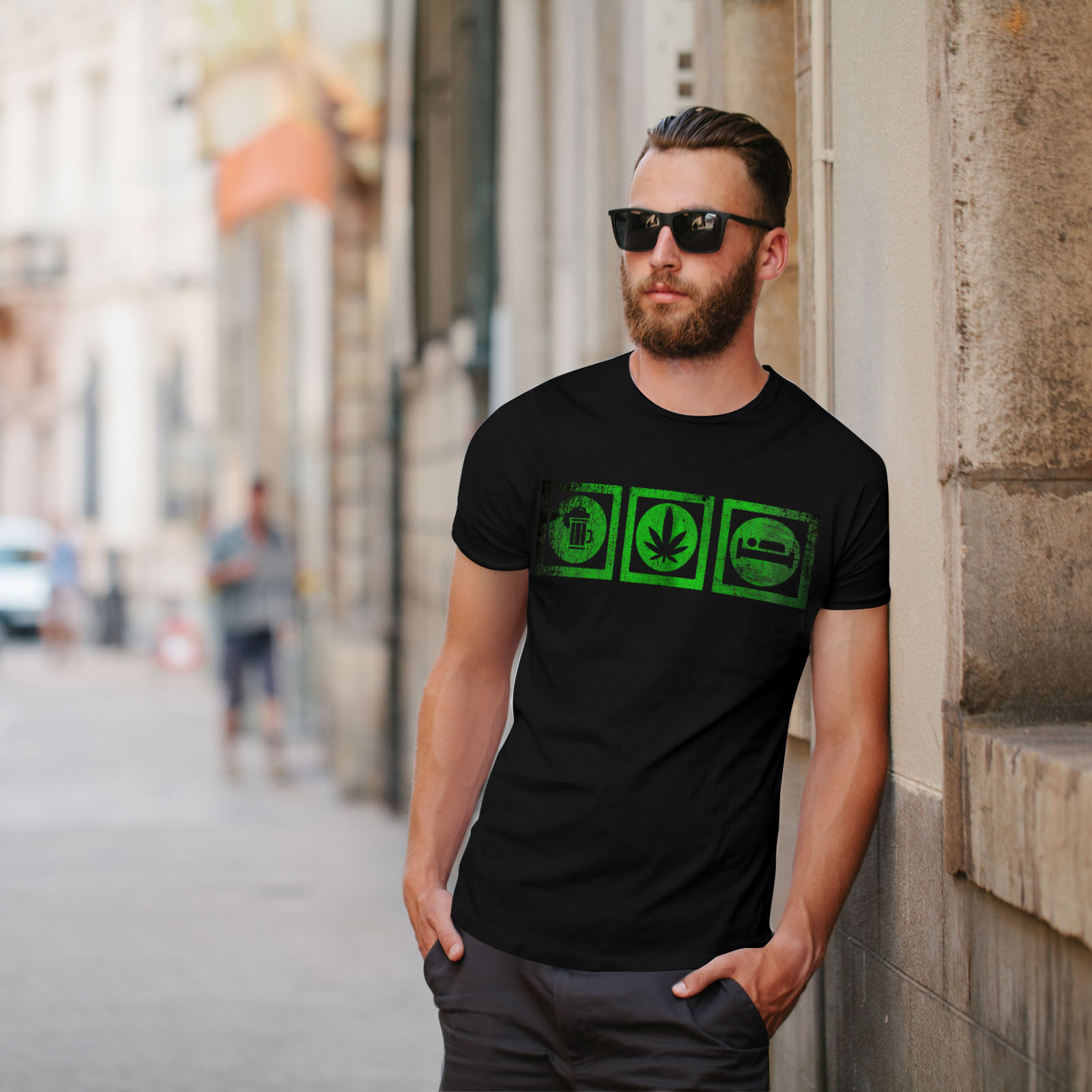 Wellcoda BIRRA ERBA SLEEP Divertente Uomo T-shirt Life design grafico stampato T-shirt