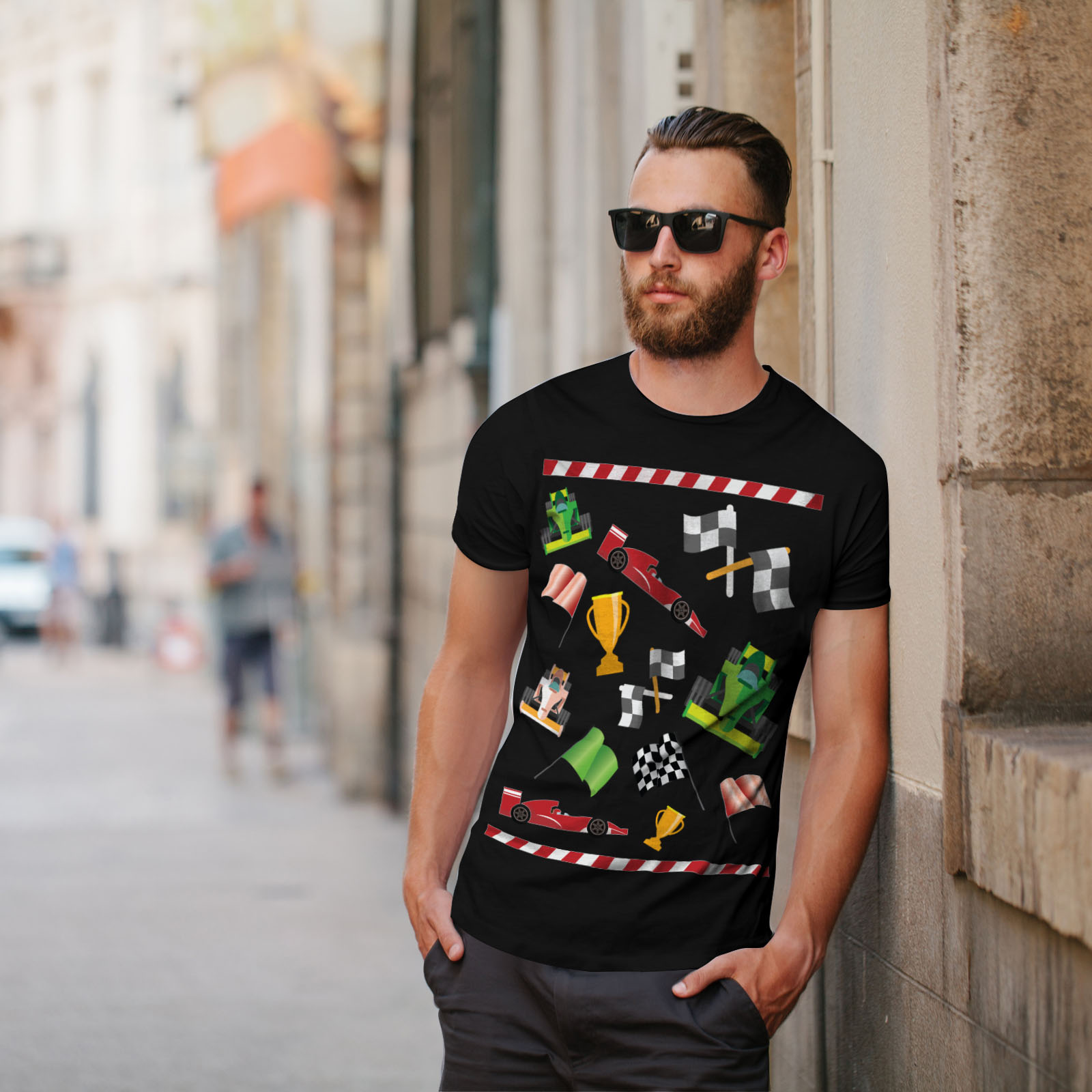 Pattern Graphic Design Printed Tee Wellcoda Formula Racing Mens T-shirt