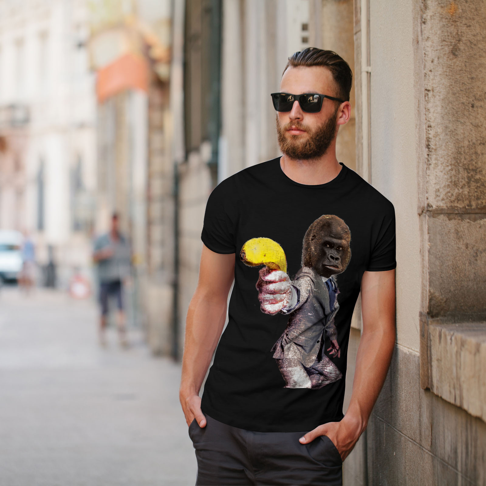 Wellcoda Monkey Gun Beast T-shirt homme Monkey Design graphique imprimé Tee