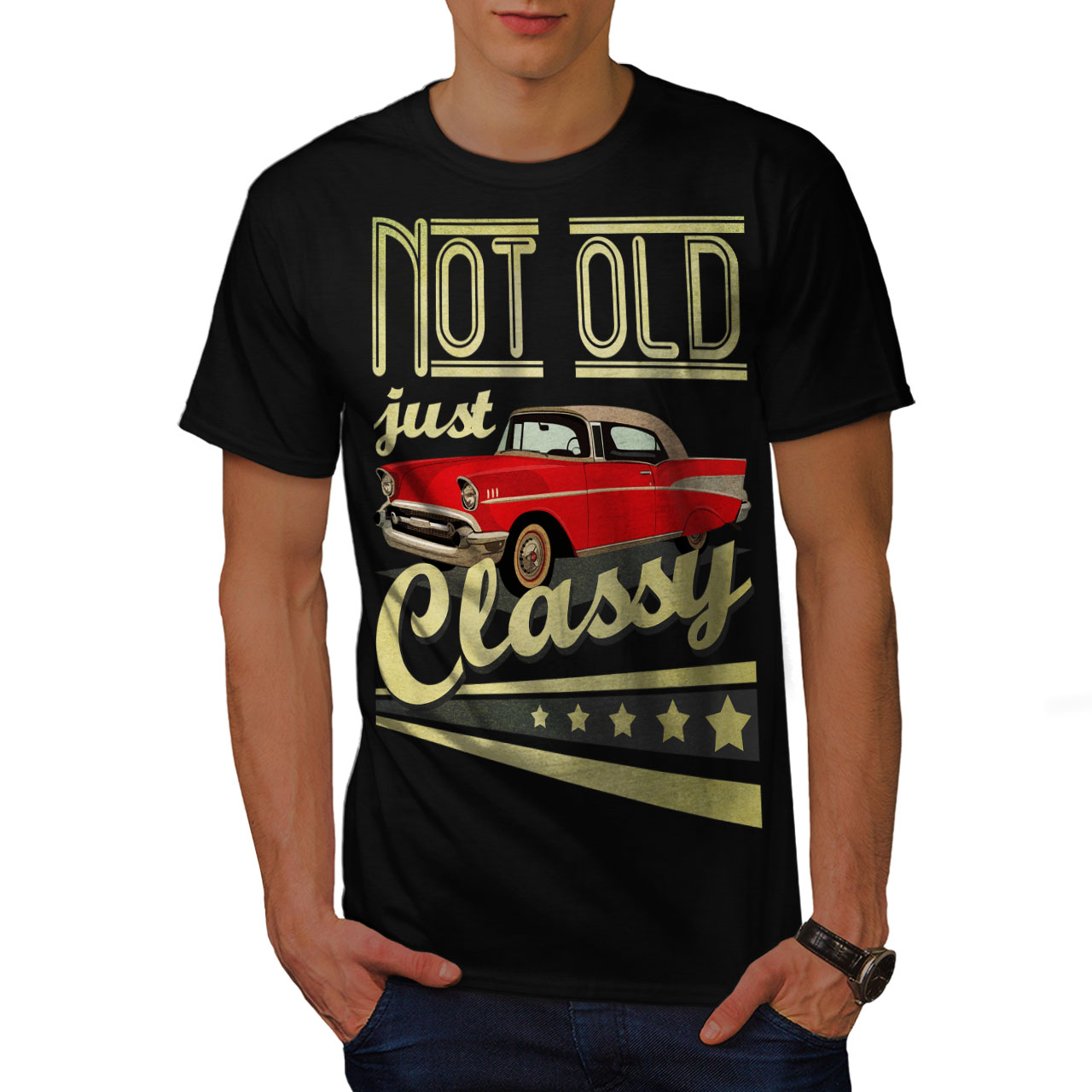 Details about   Wellcoda Not Old Just Classy Mens T-shirt Retro Graphic Design Printed Tee 