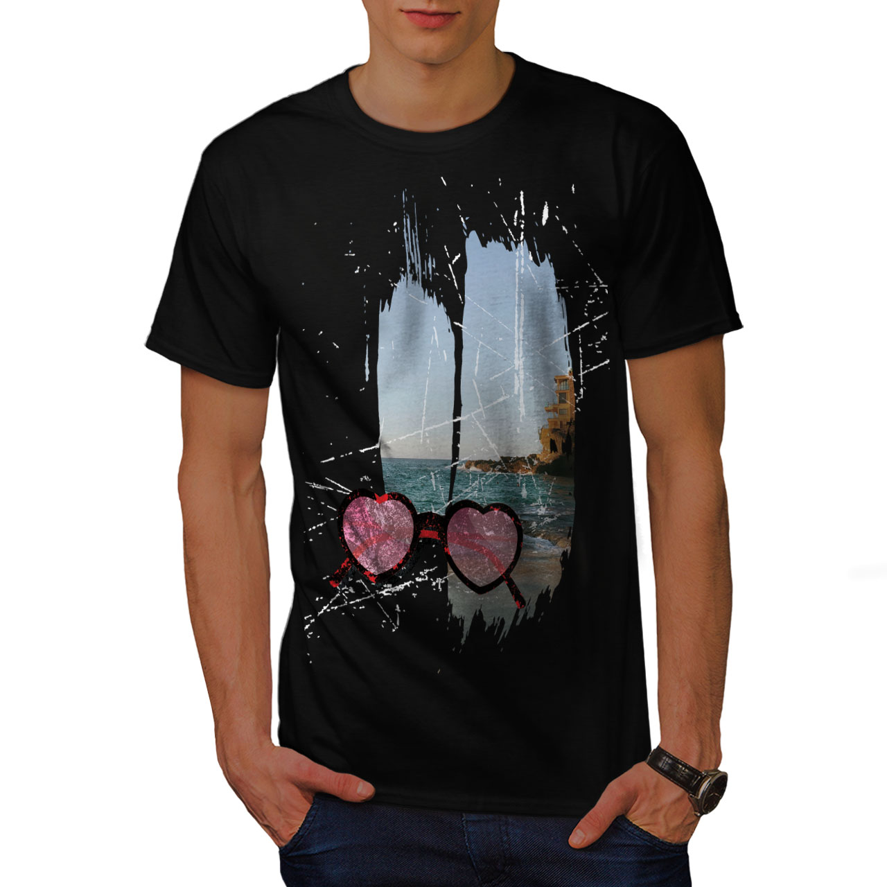 Wellcoda Mare Spiaggia Viaggio Da Uomo T-shirt Vacanza design grafico stampato T-shirt