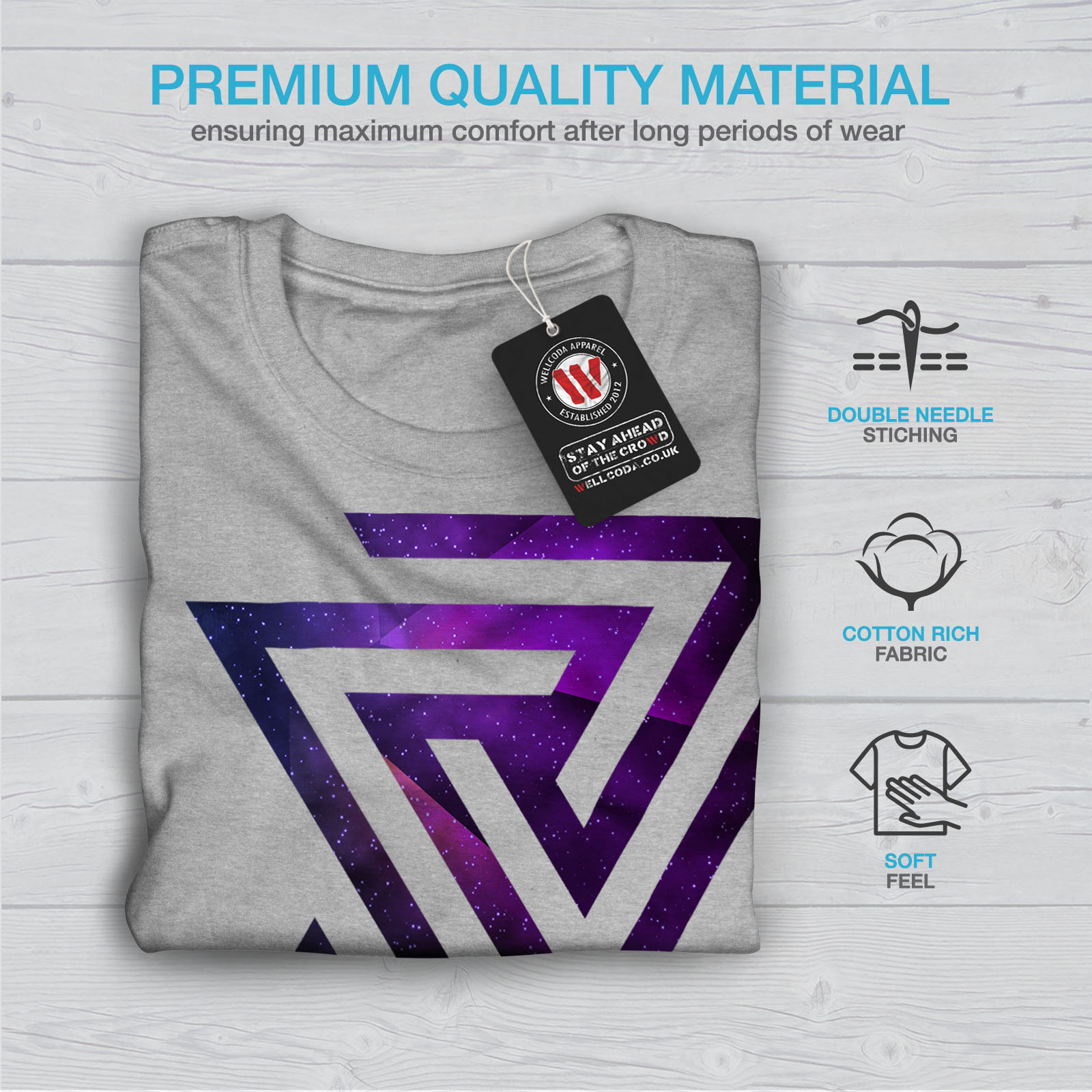 Galaxy Graphic Design Printed Tee Wellcoda Triangle Universe Mens T-shirt