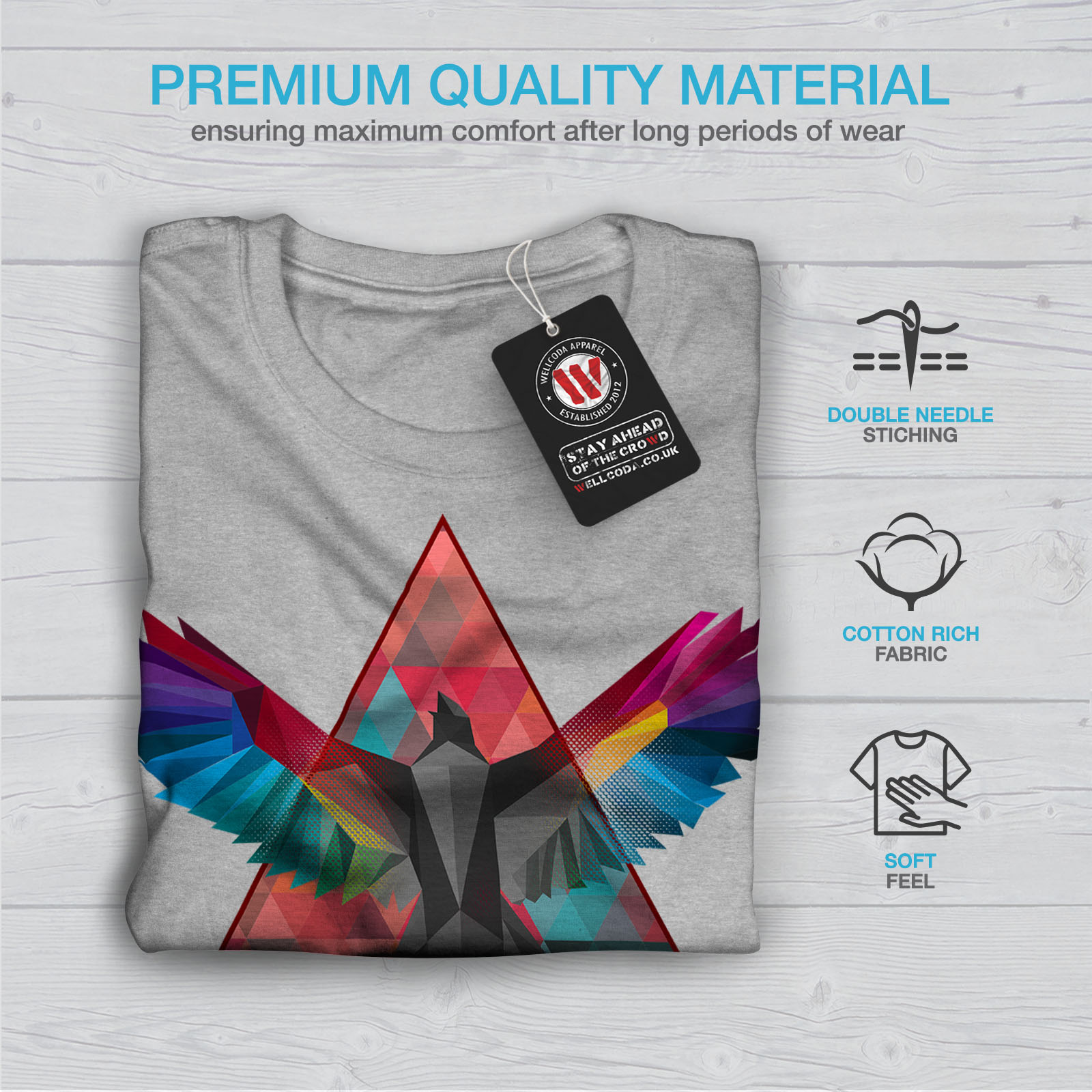 Bird Graphic Design Printed Tee Wellcoda Geometric Bird Fashion Mens T-shirt