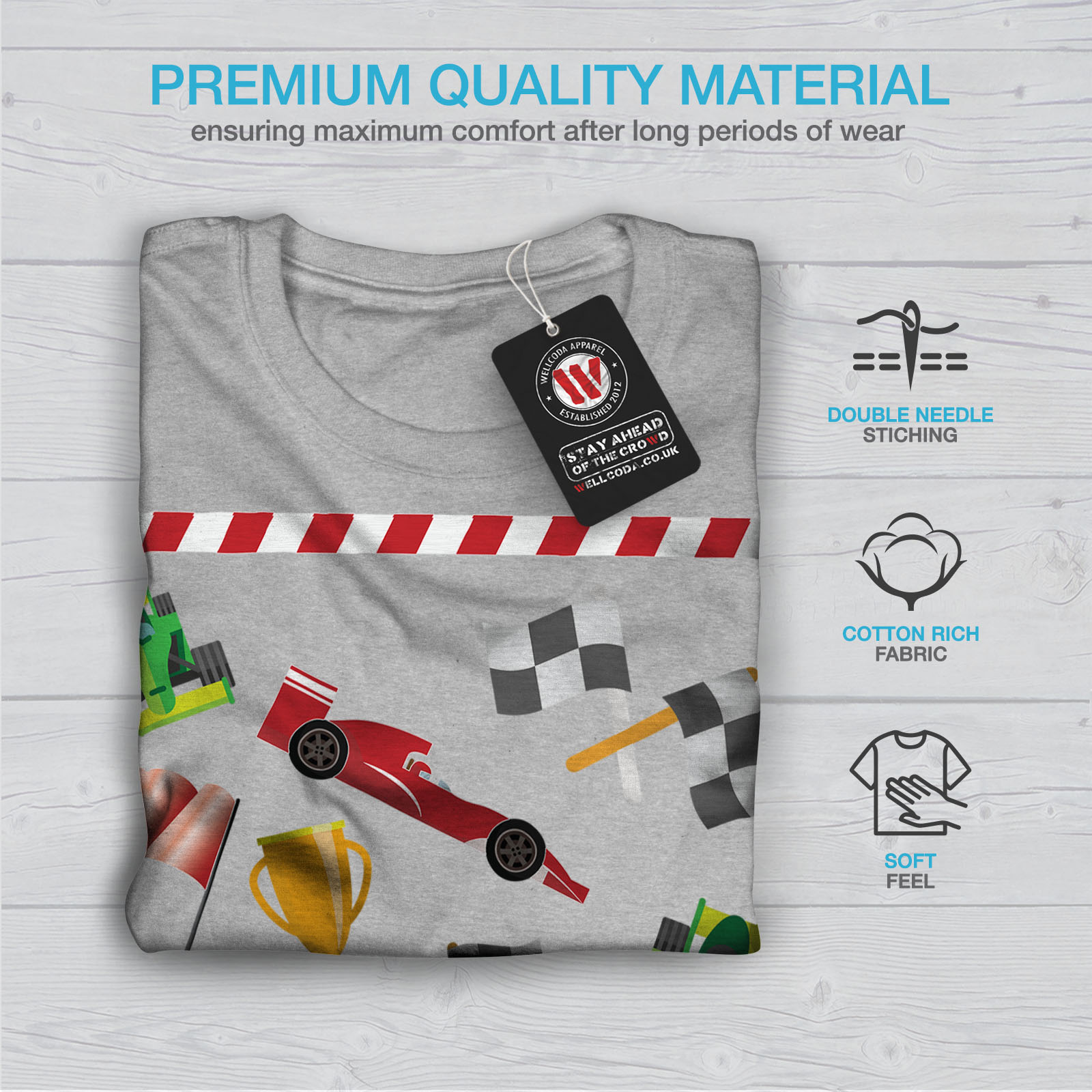 Pattern Graphic Design Printed Tee Wellcoda Formula Racing Mens T-shirt