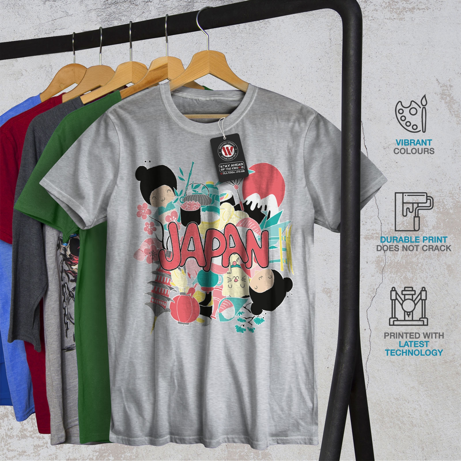 Wellcoda Japan Culture Mens T-shirt Culture Graphic Design Printed Tee
