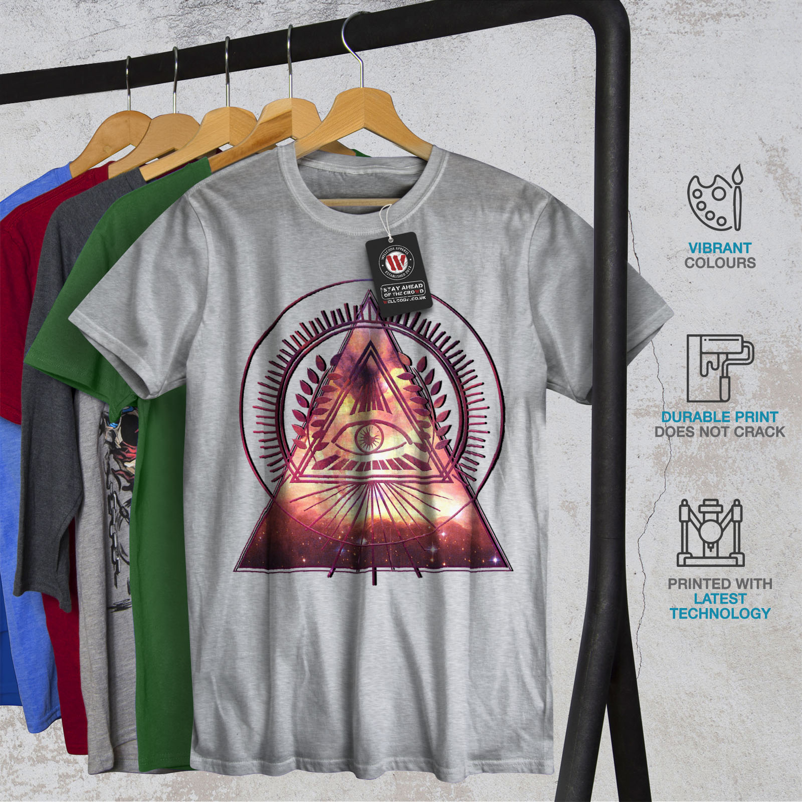Wellcoda illuminati Galassia Da Uomo T-shirt Mystic design grafico stampato T-shirt