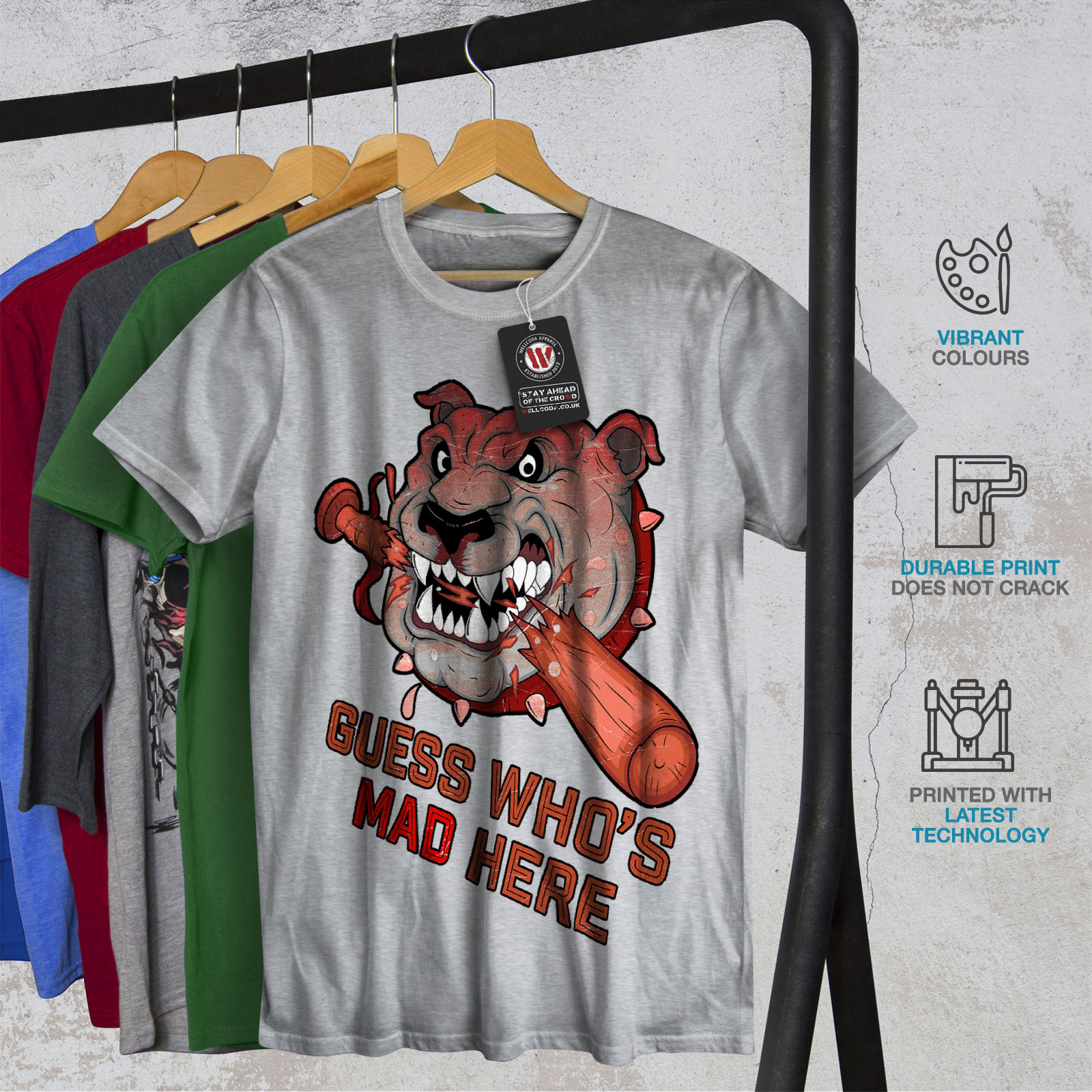 Wellcoda Mad agressif en colère chien T-shirt homme jeu de conception graphique imprimé Tee