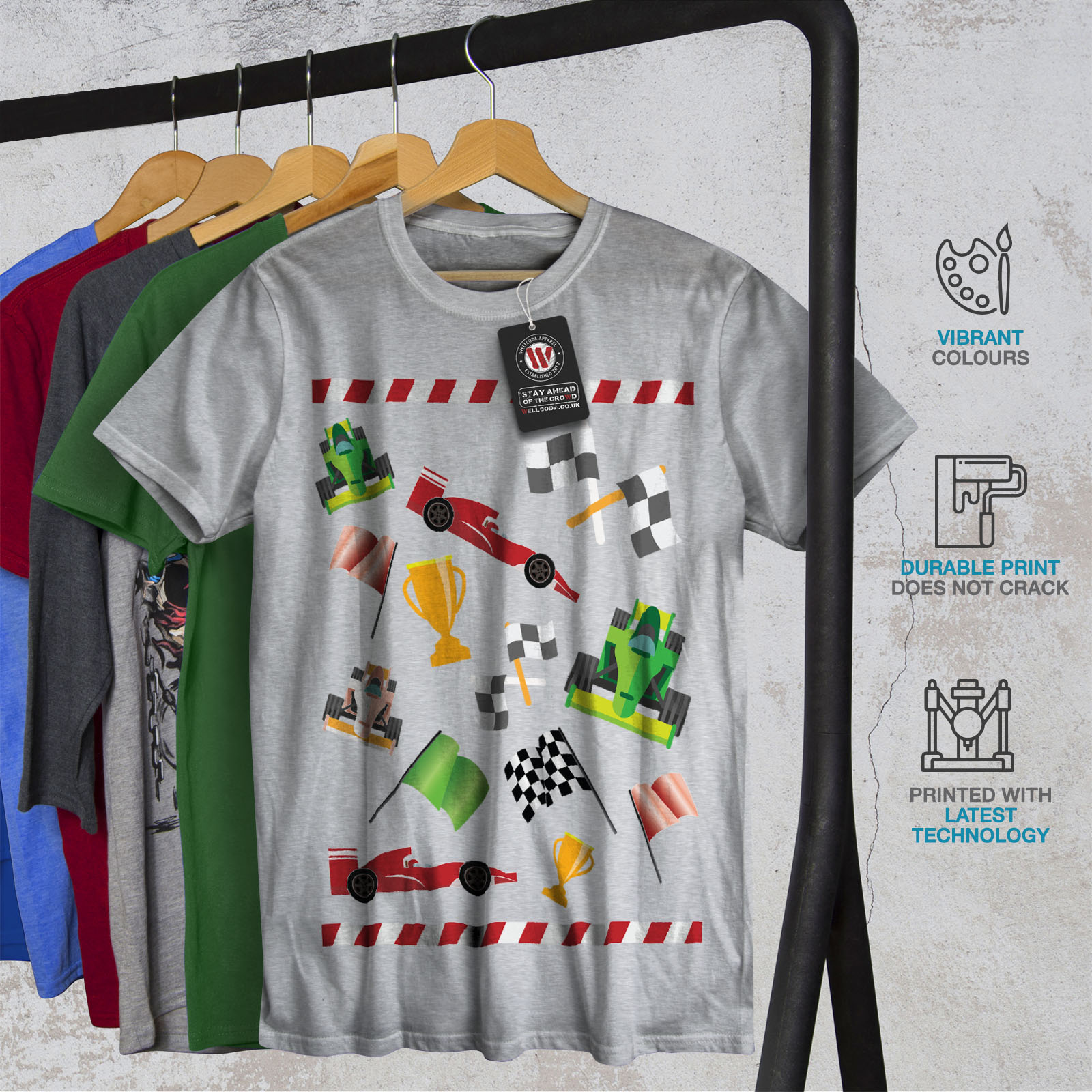 Pattern Graphic Design Printed Tee Wellcoda Formula Racing Mens T-shirt
