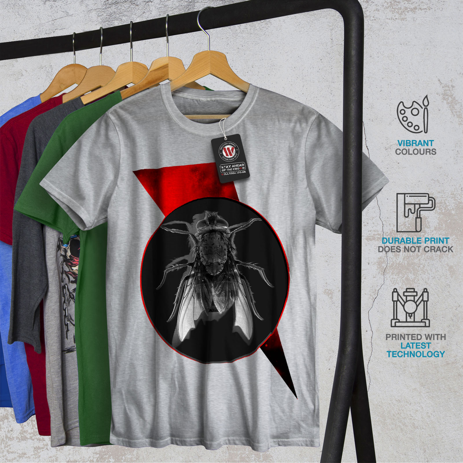 Wellcoda Fly Bug Insect Animal Mens T-shirt Insect Graphic Design Printed Tee