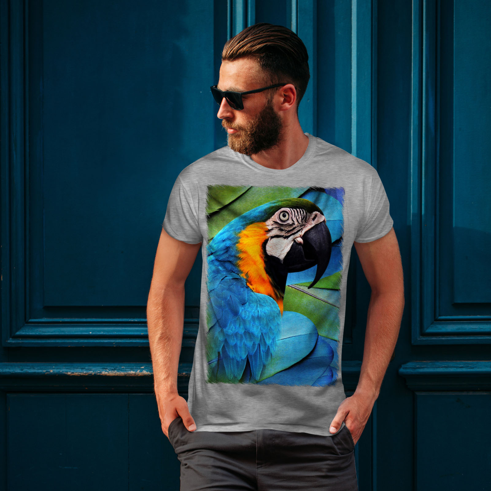 Paradise Graphic Design Printed Tee Wellcoda Parrot Bird Cute Mens T-shirt