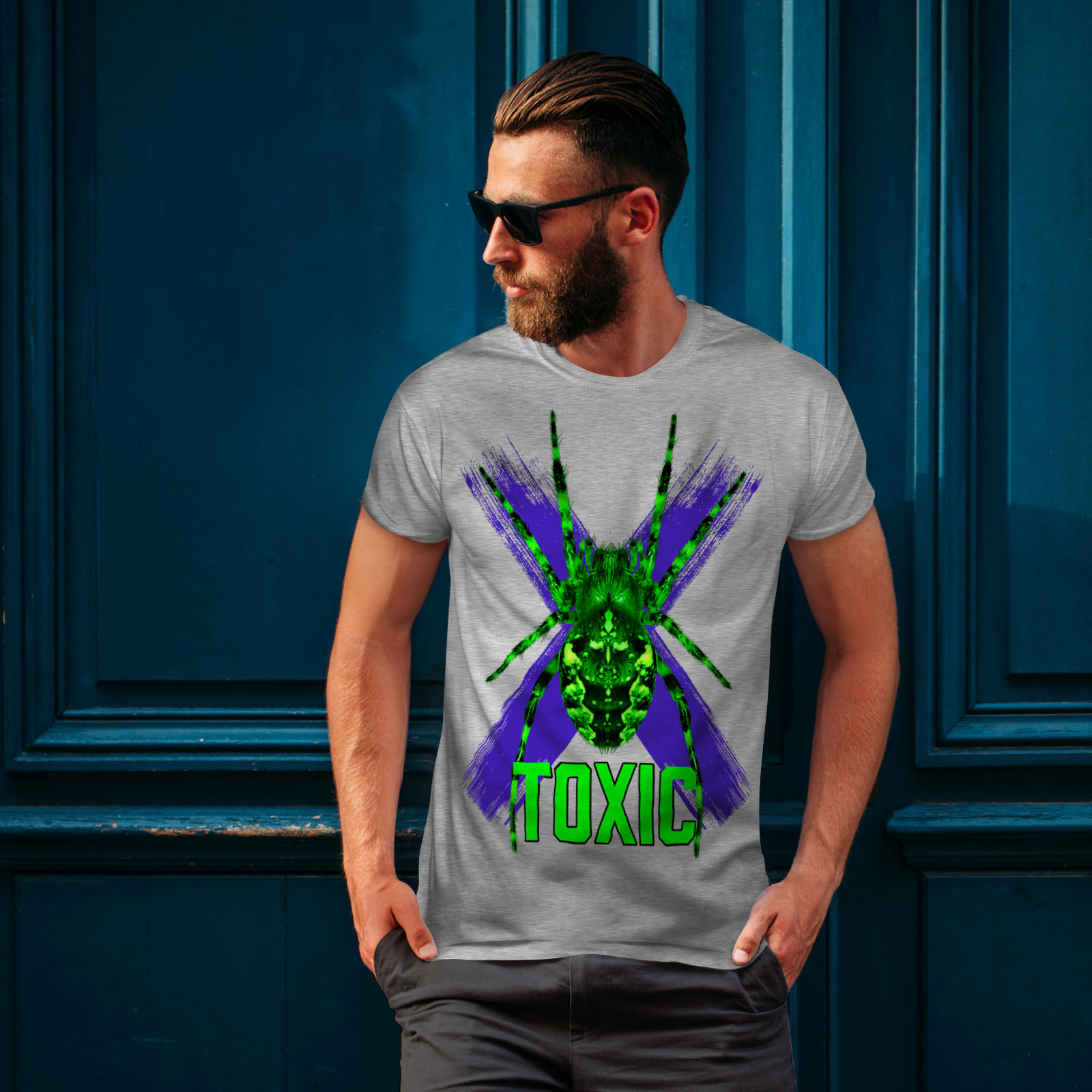 Wellcoda Toxic Black Spider Mens T-shirt Huge Graphic Design Printed Tee