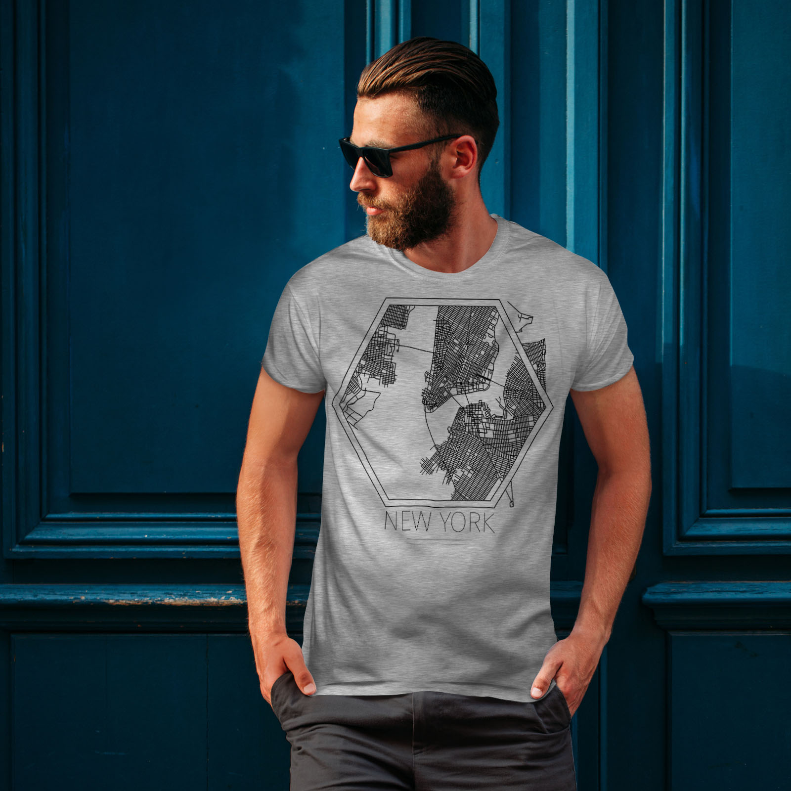 America Graphic Design Printed Tee Wellcoda New York City Map Mens T-shirt