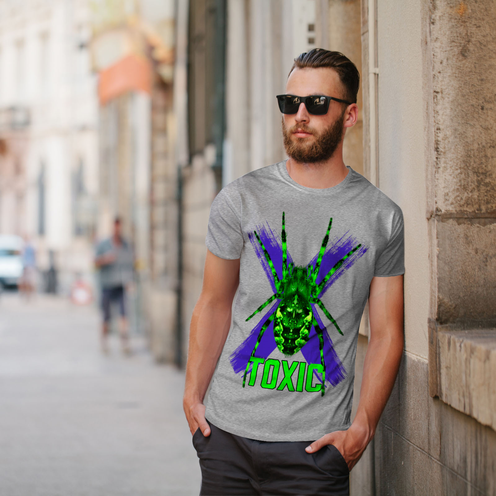 Wellcoda Toxic Black Spider Mens T-shirt Huge Graphic Design Printed Tee