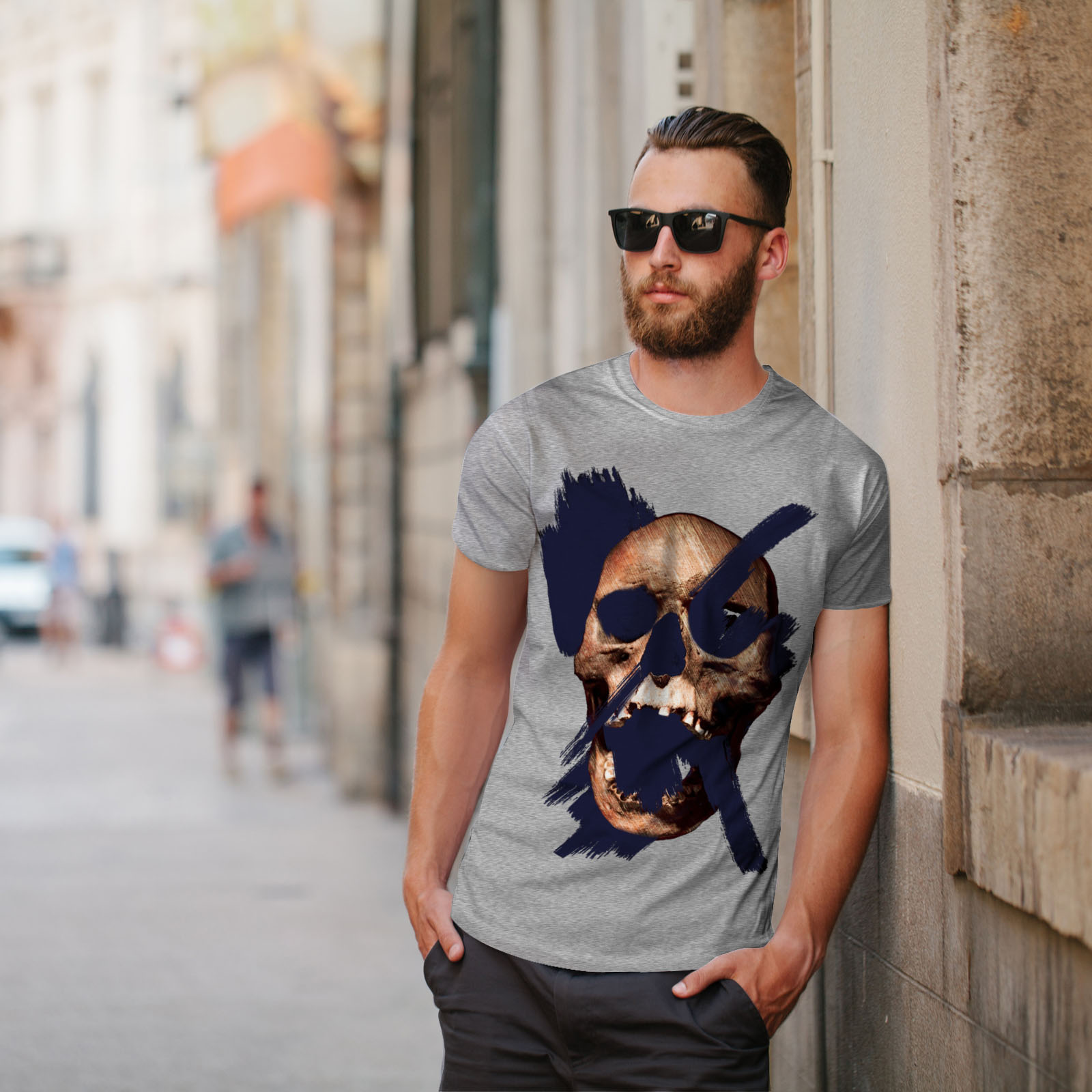 Biker Motif Graphique Imprimé Tee Wellcoda métal Méchant Crâne T-shirt Homme