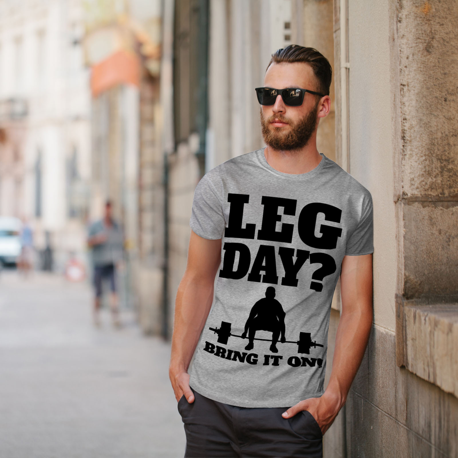 Wellcoda Bring It On Workout Mens T-shirt Leg Day Graphic Design Printed Tee