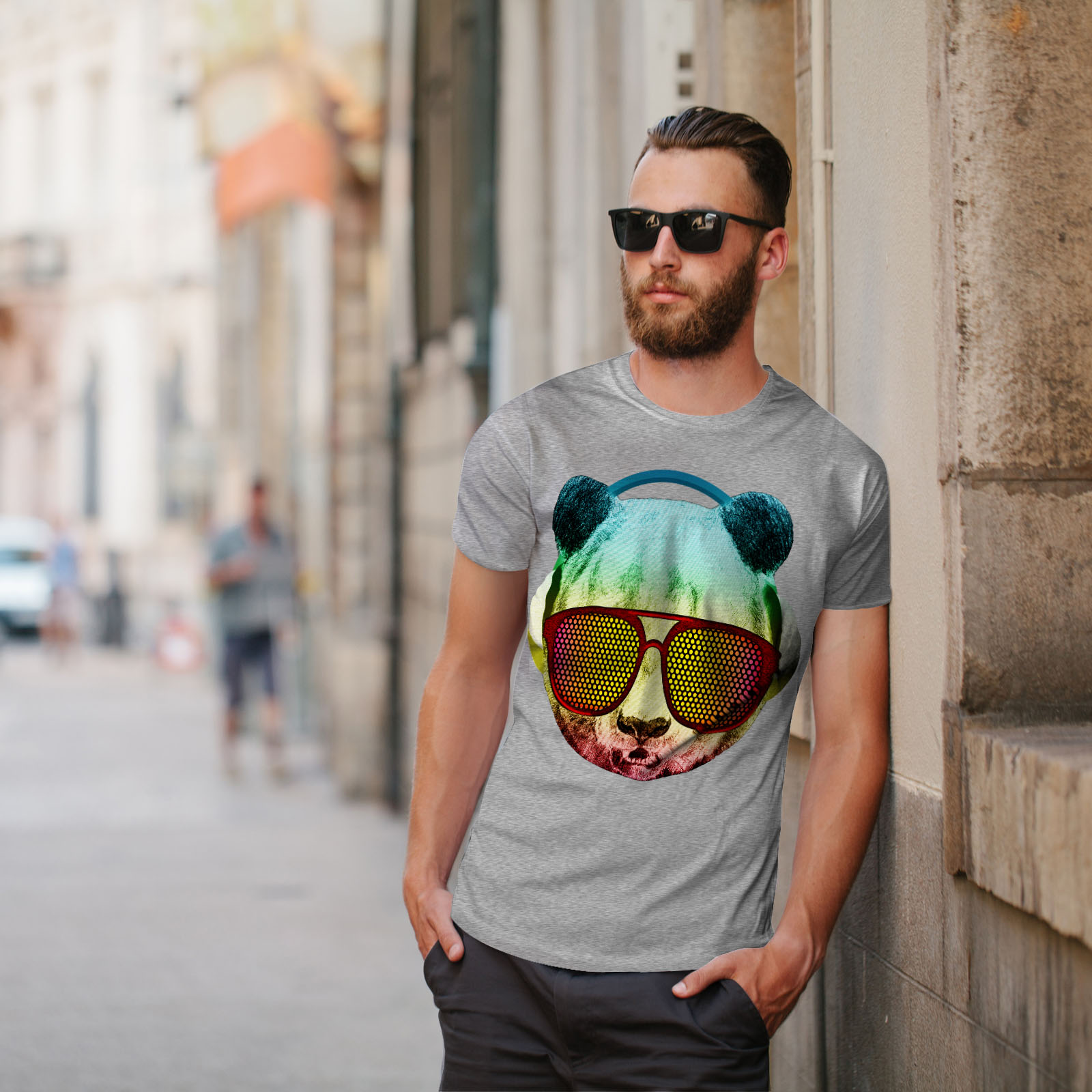 Wellcoda Music Fan Panda Bear Mens T-shirt Funky Graphic Design Printed Tee