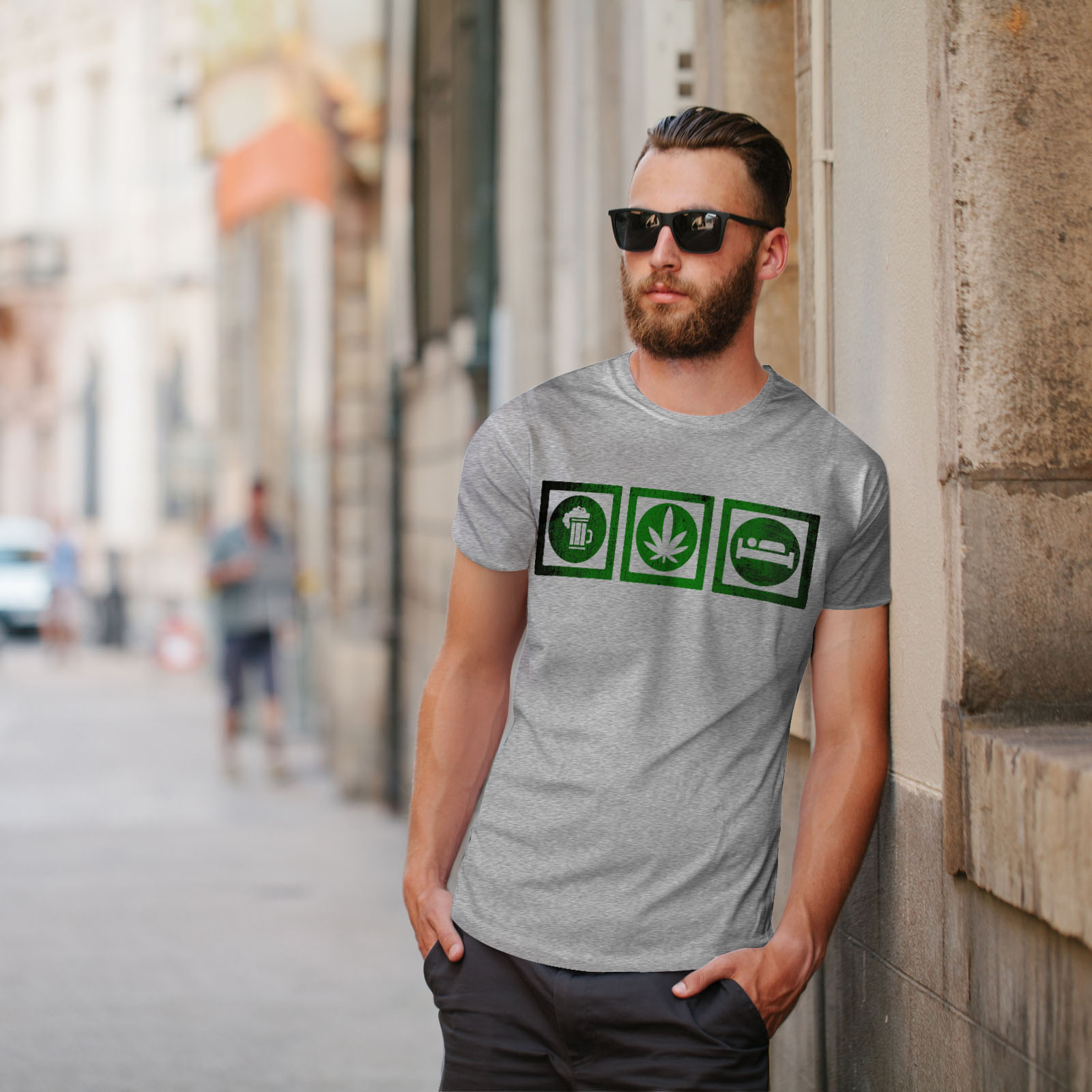 Wellcoda BIRRA ERBA SLEEP Divertente Uomo T-shirt Life design grafico stampato T-shirt
