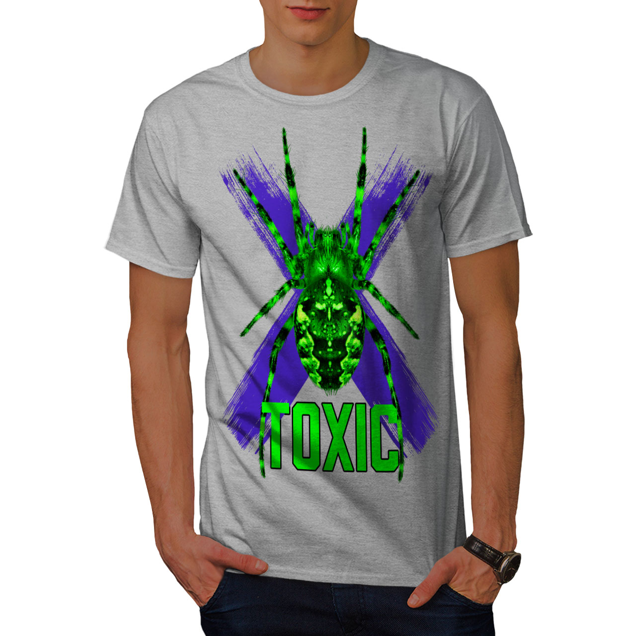 Wellcoda Toxic Black Spider Mens T-shirt Huge Graphic Design Printed Tee
