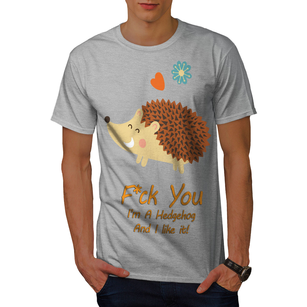 heureux de conception graphique imprimé Tee Wellcoda Hérisson Cool Blague T-shirt homme