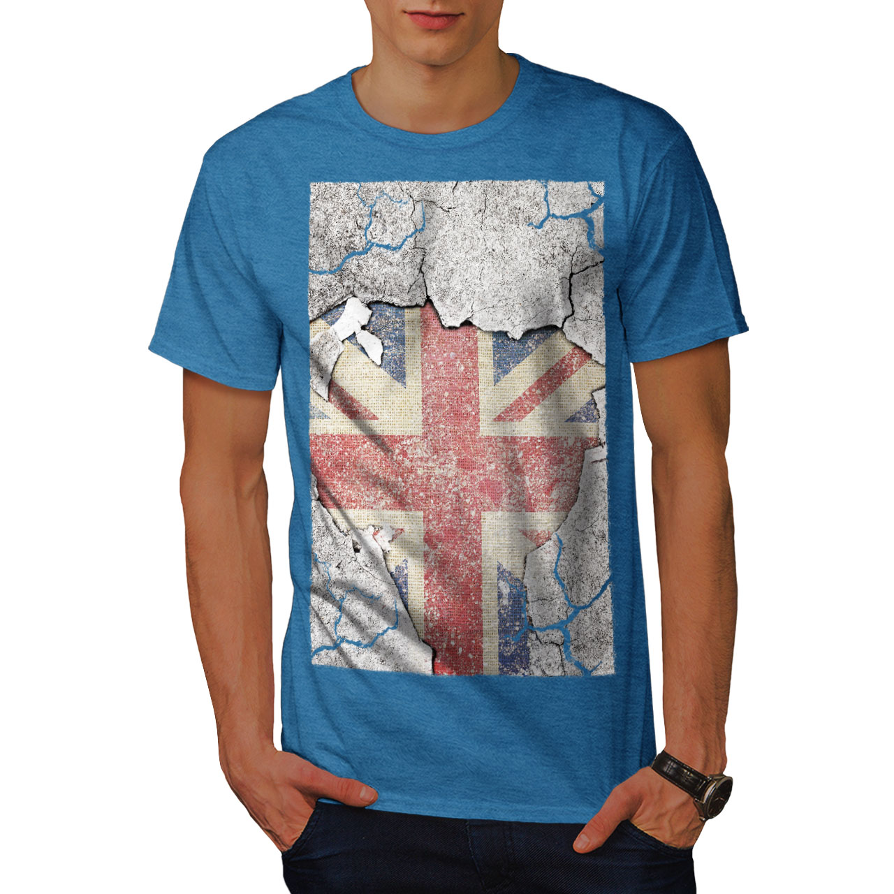 British design grafico stampato T-shirt FLAG wellcoda Novità Stampa UK da Uomo T-shirt