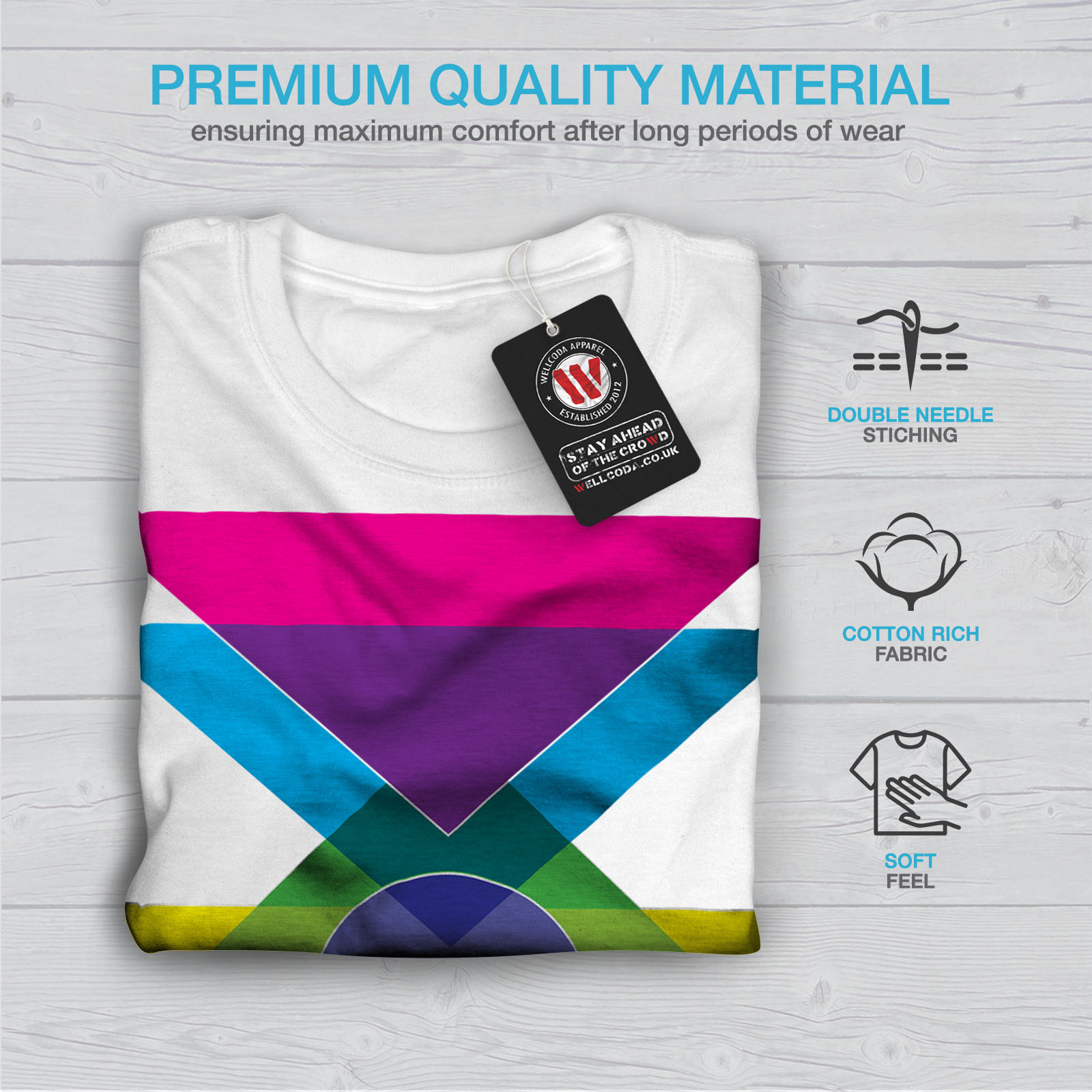 Wellcoda Geometric Pattern Mens T-shirt Colorful Graphic Design Printed Tee